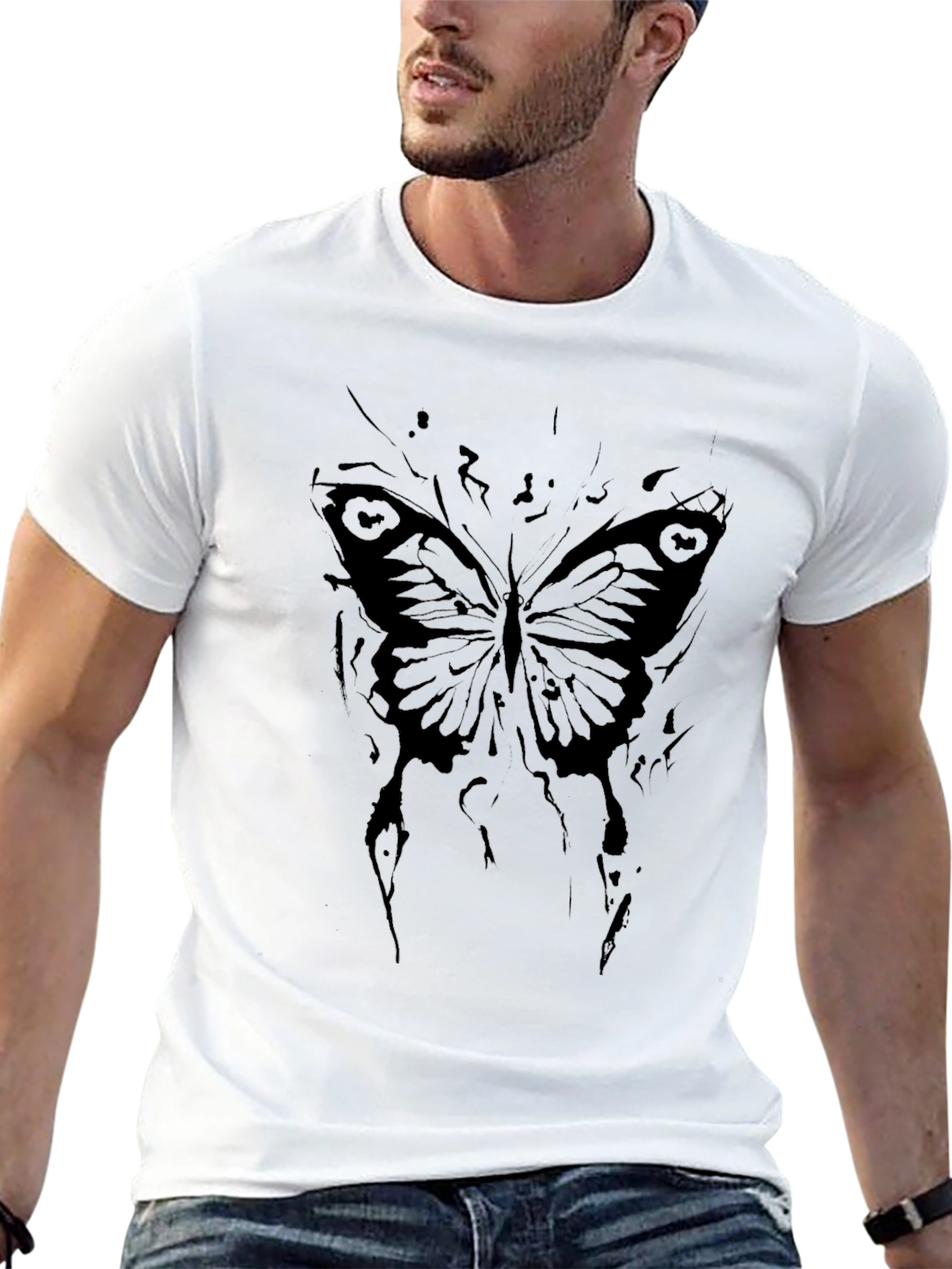 Gothic Butterfly Graphic Black T-Shirt
