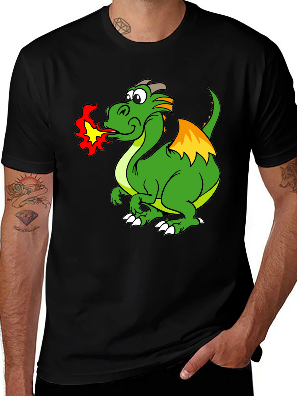 Dragon Fire T-Shirt - Black Cotton Tee