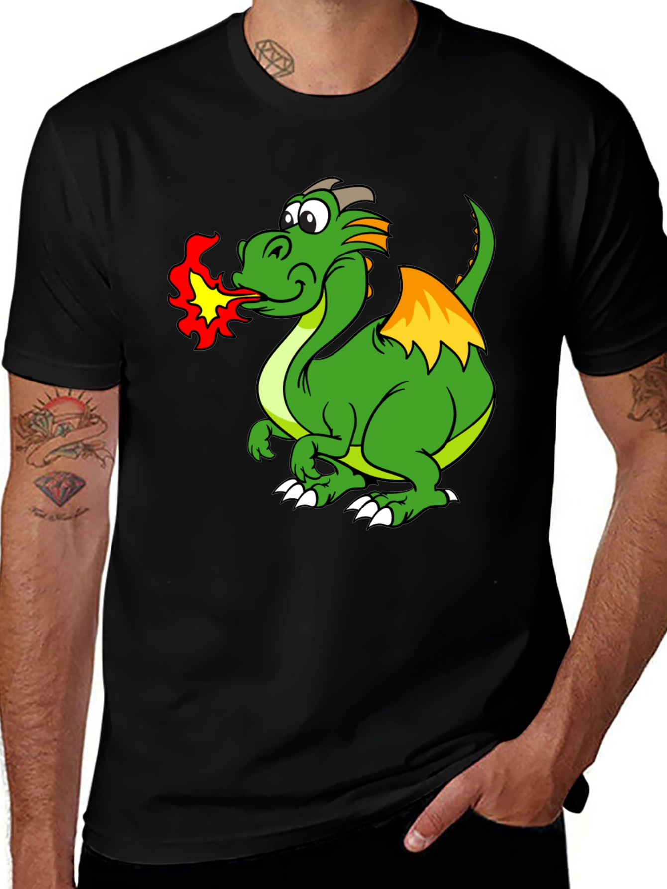 Dragon Fire T-Shirt - Black Cotton Tee