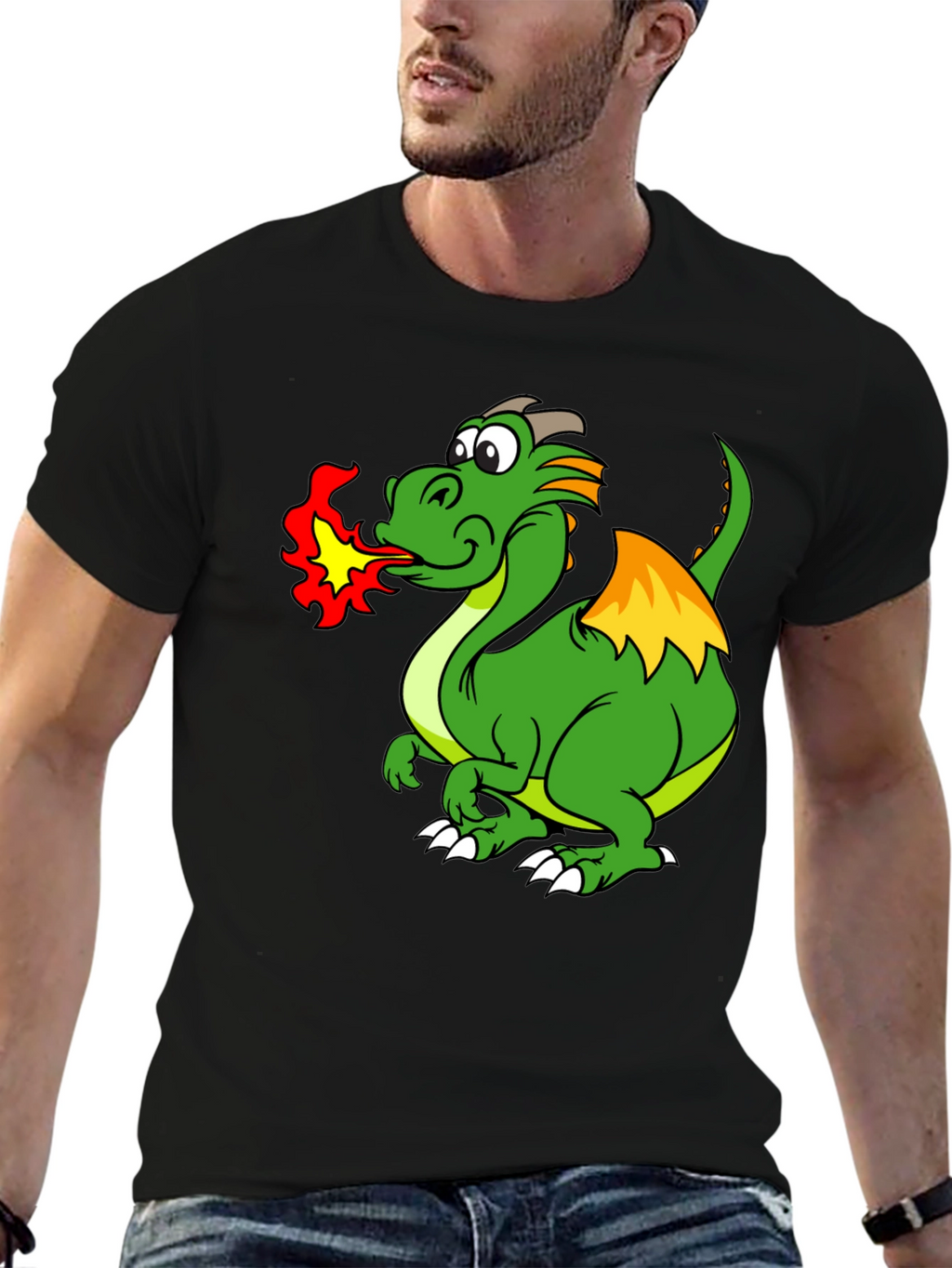 Dragon Fire T-Shirt - Black Cotton Tee