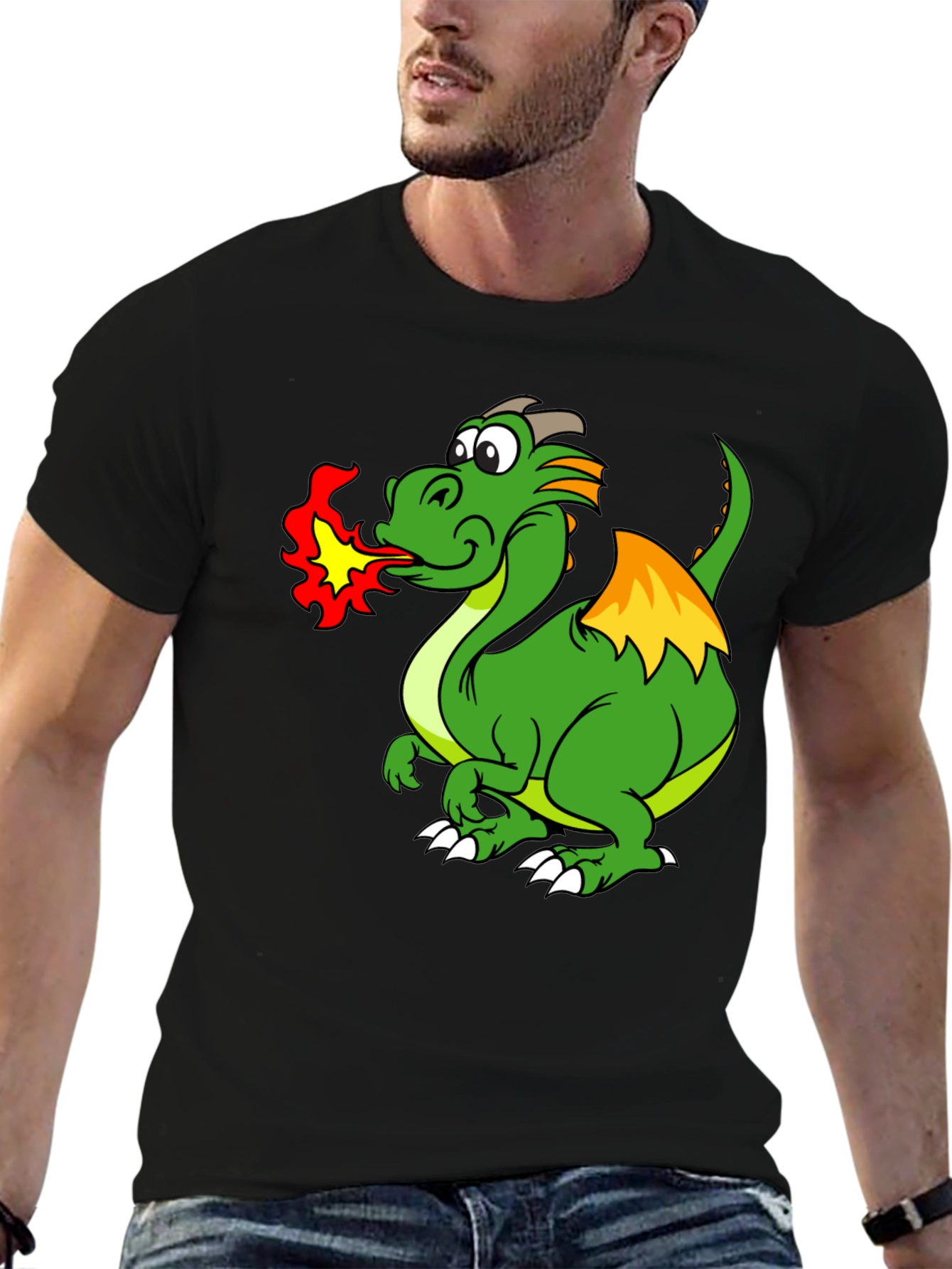 Dragon Fire T-Shirt - Black Cotton Tee