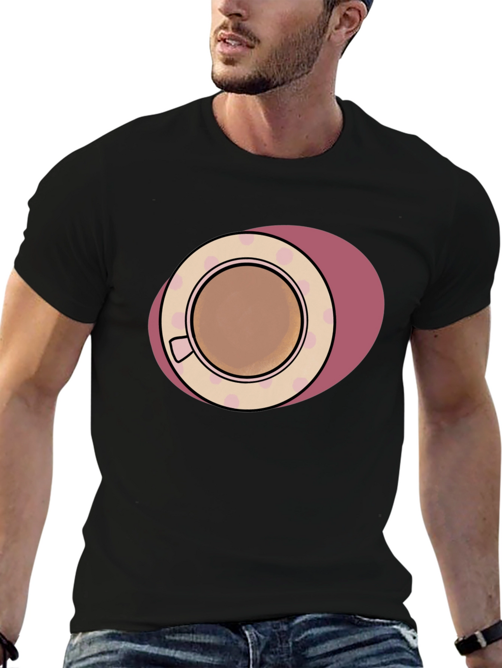 Coffee Cup Graphic Tee - Black