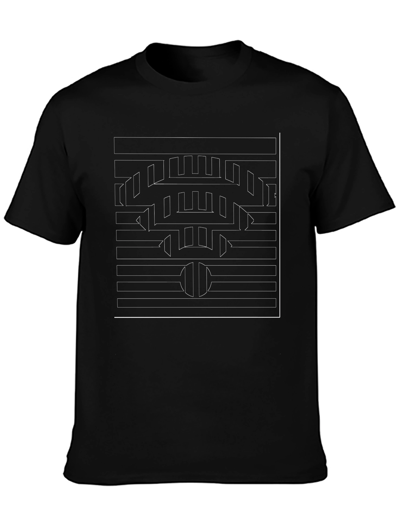Geometric Maze Graphic Tee - Modern Casual Style