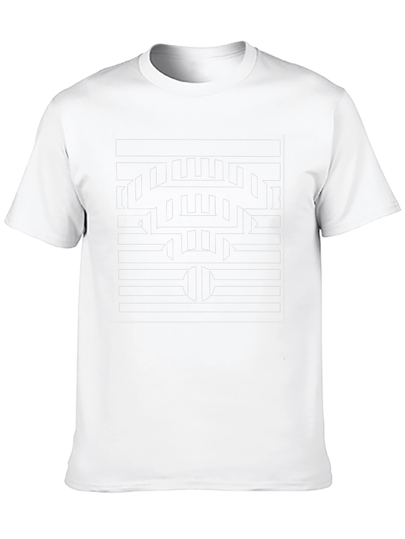 Geometric Maze Graphic Tee - Modern Casual Style