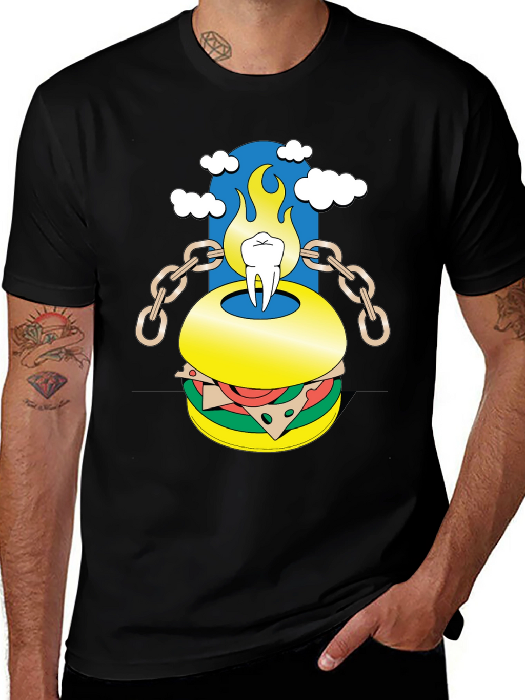 Burger Tooth Graphic Tee - Unique Design