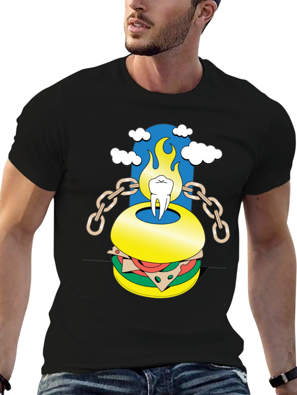 Burger Tooth Graphic Tee - Unique Design