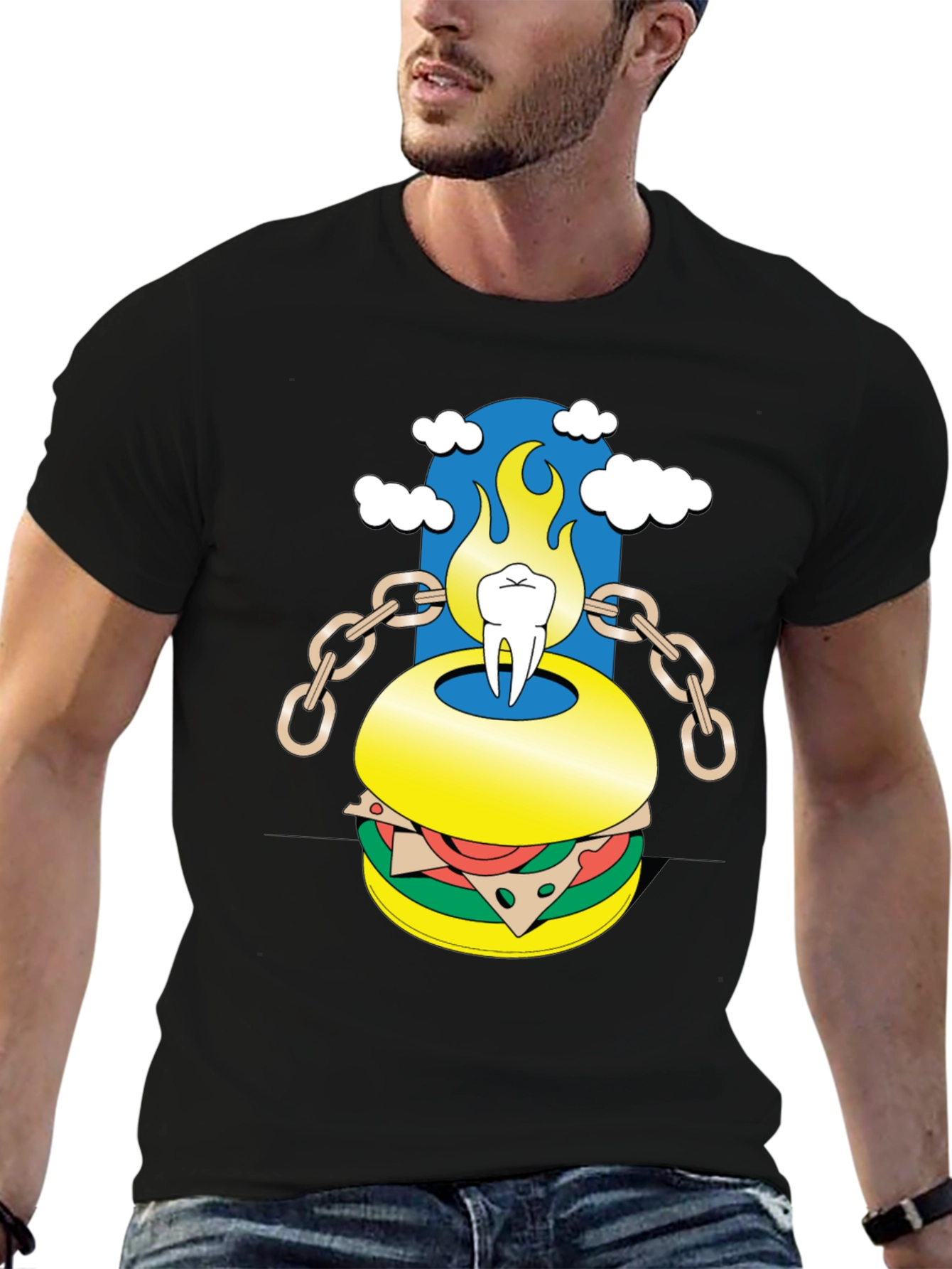 Burger Tooth Graphic Tee - Unique Design