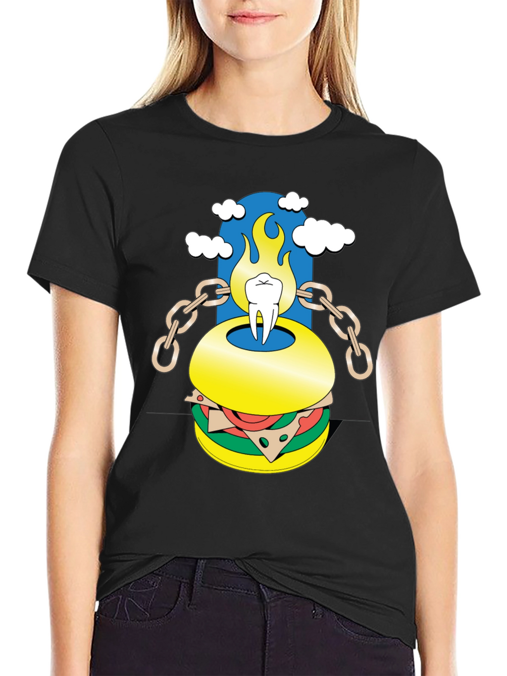 Burger Tooth Graphic Tee - Unique Design