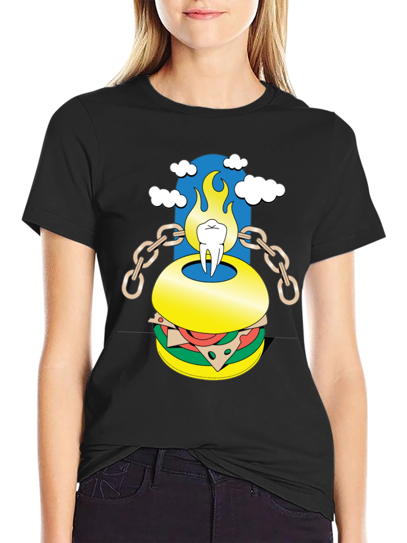 Burger Tooth Graphic Tee - Unique Design