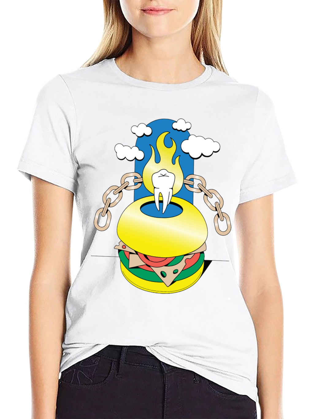 Burger Tooth Graphic Tee - Unique Design