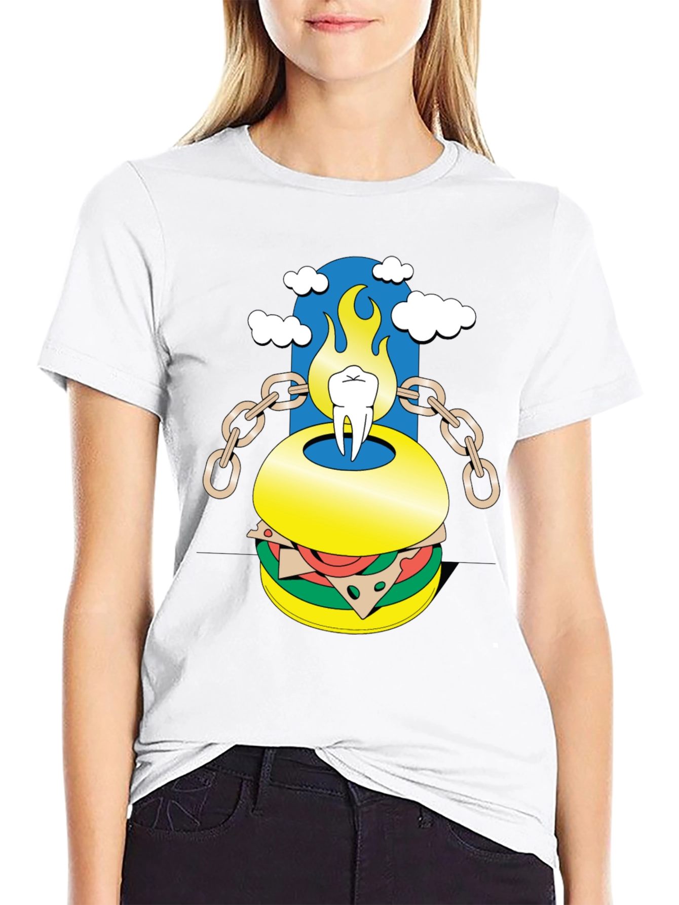 Burger Tooth Graphic Tee - Unique Design