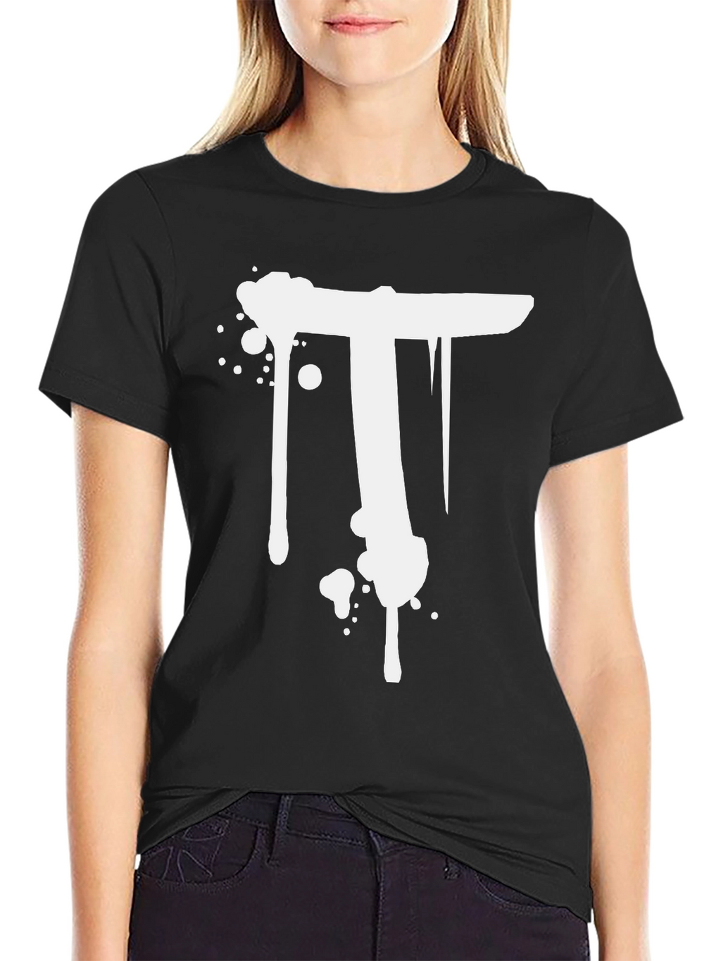 Black T-Shirt with White T Design