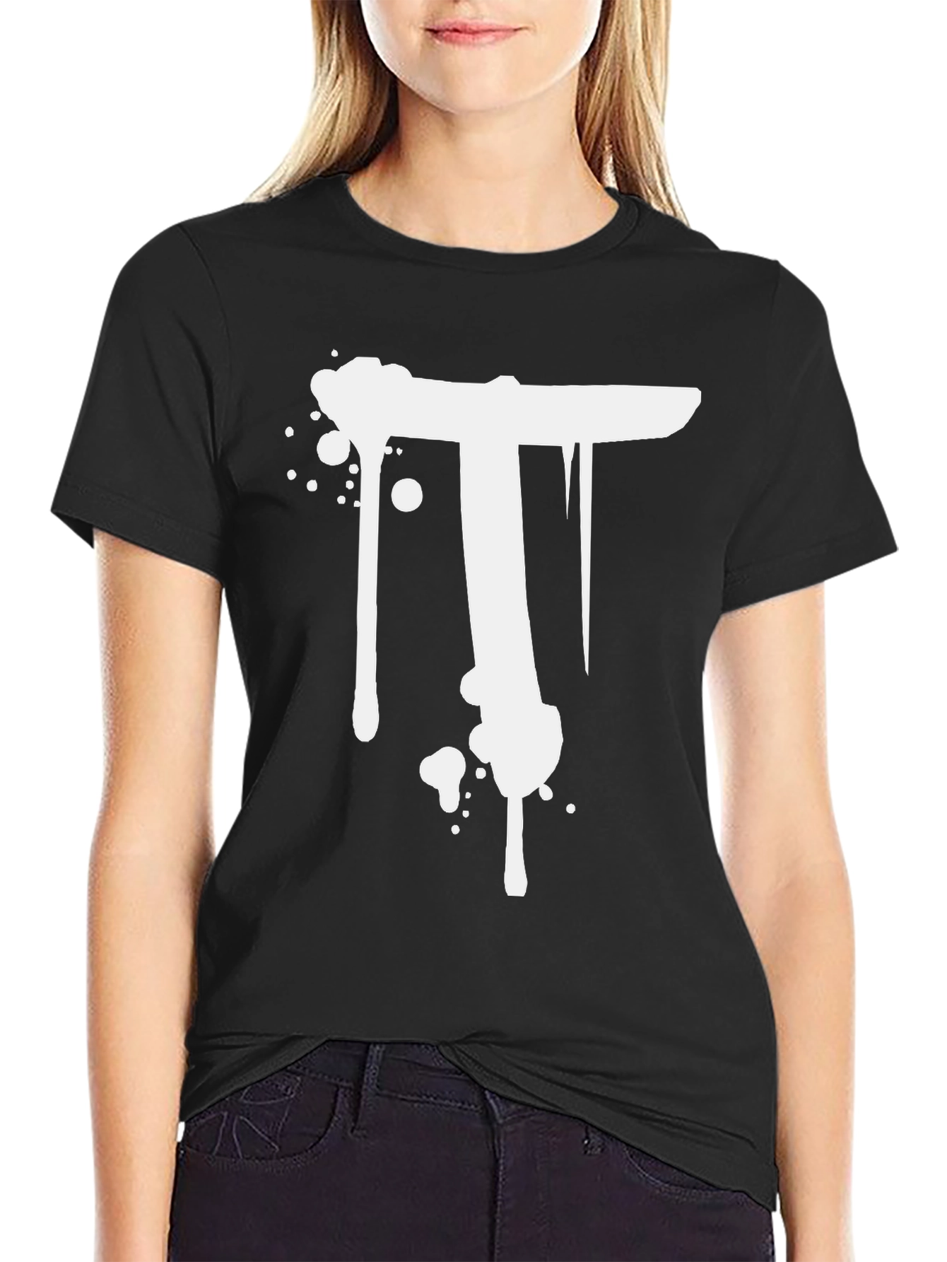 Black T-Shirt with White T Design
