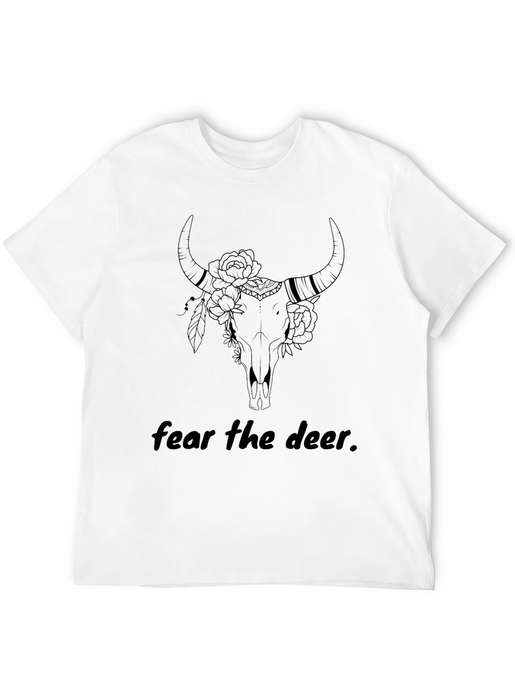 Fear the Deer Bull Skull Graphic T-Shirt