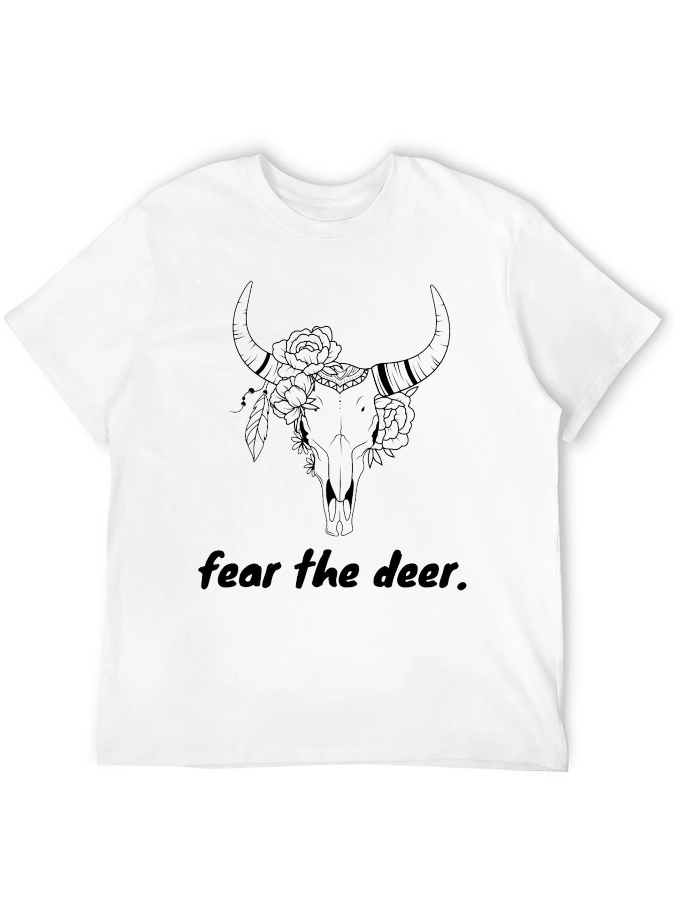 Fear the Deer Bull Skull Graphic T-Shirt