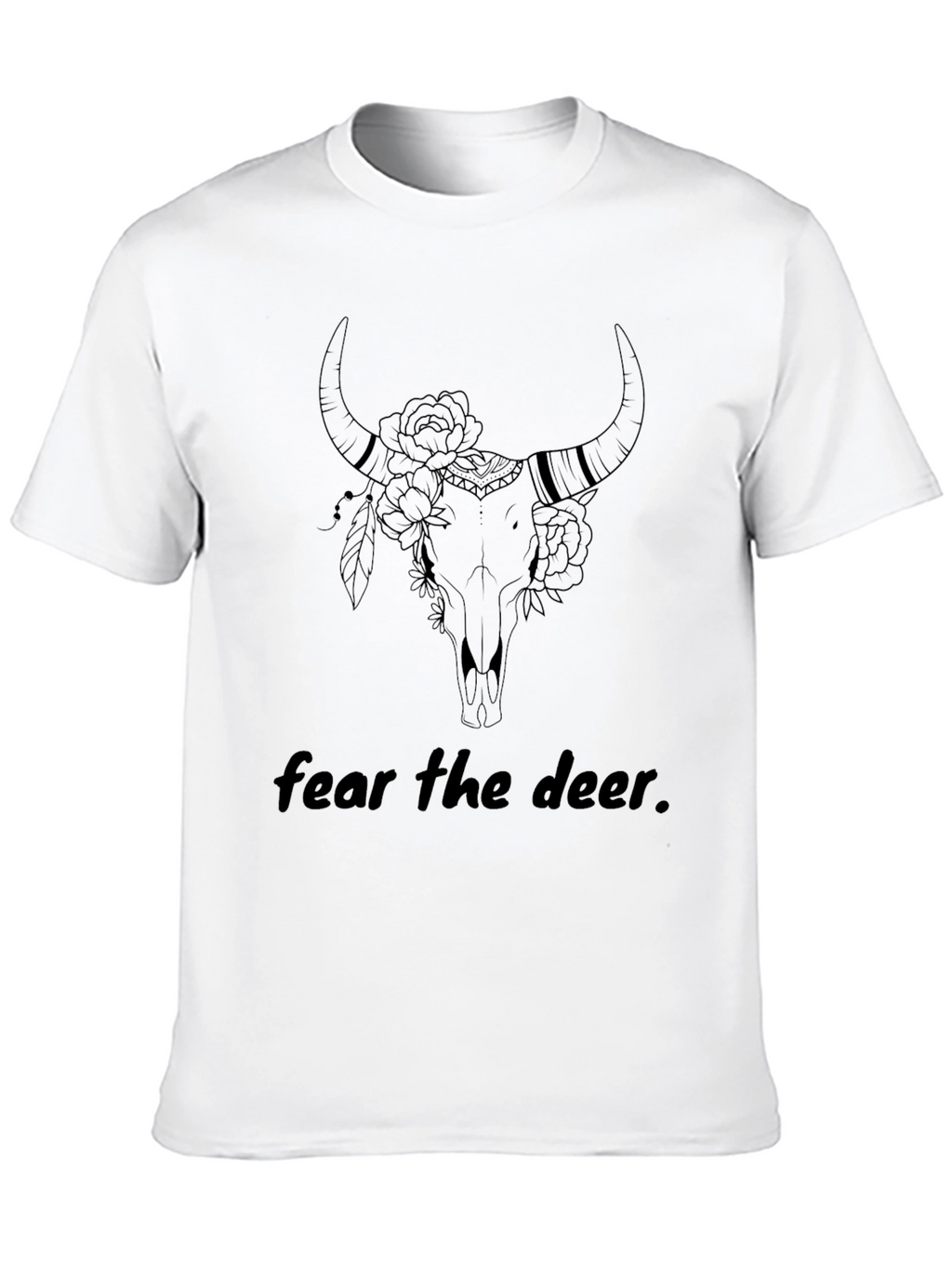 Fear the Deer Bull Skull Graphic T-Shirt