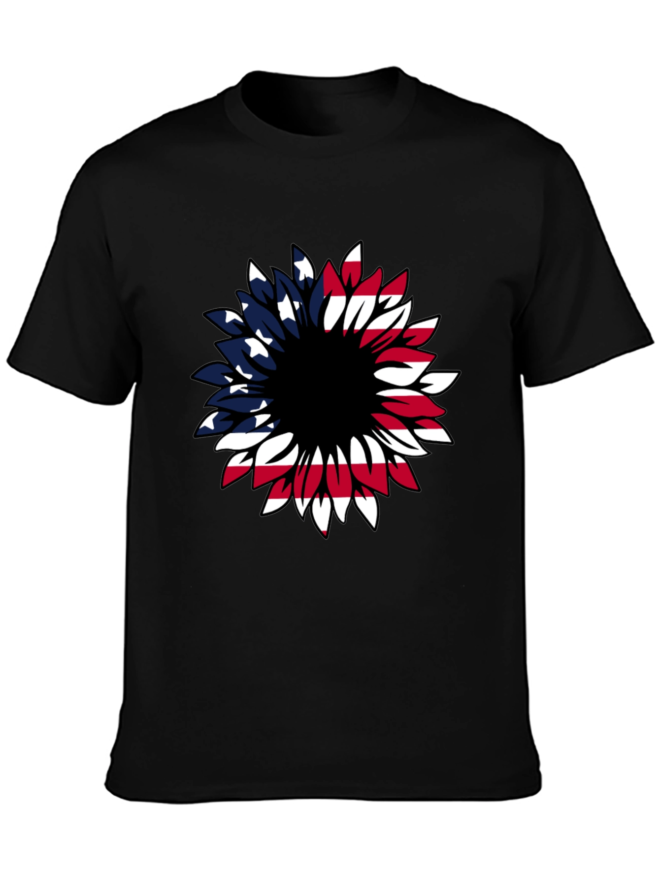 American Flag Sunflower Graphic T-Shirt