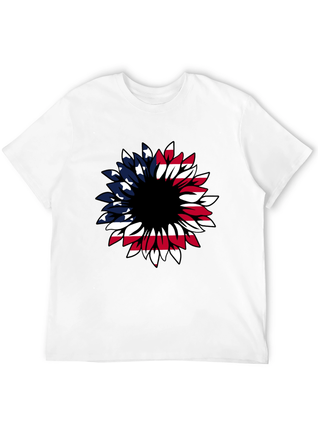 American Flag Sunflower Graphic T-Shirt