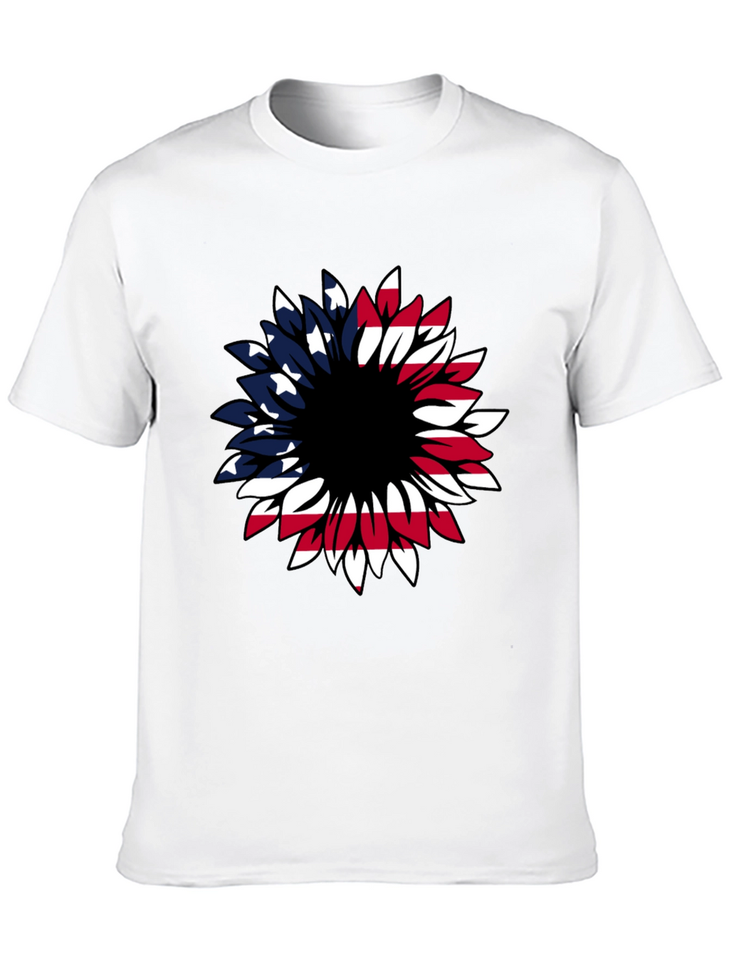American Flag Sunflower Graphic T-Shirt
