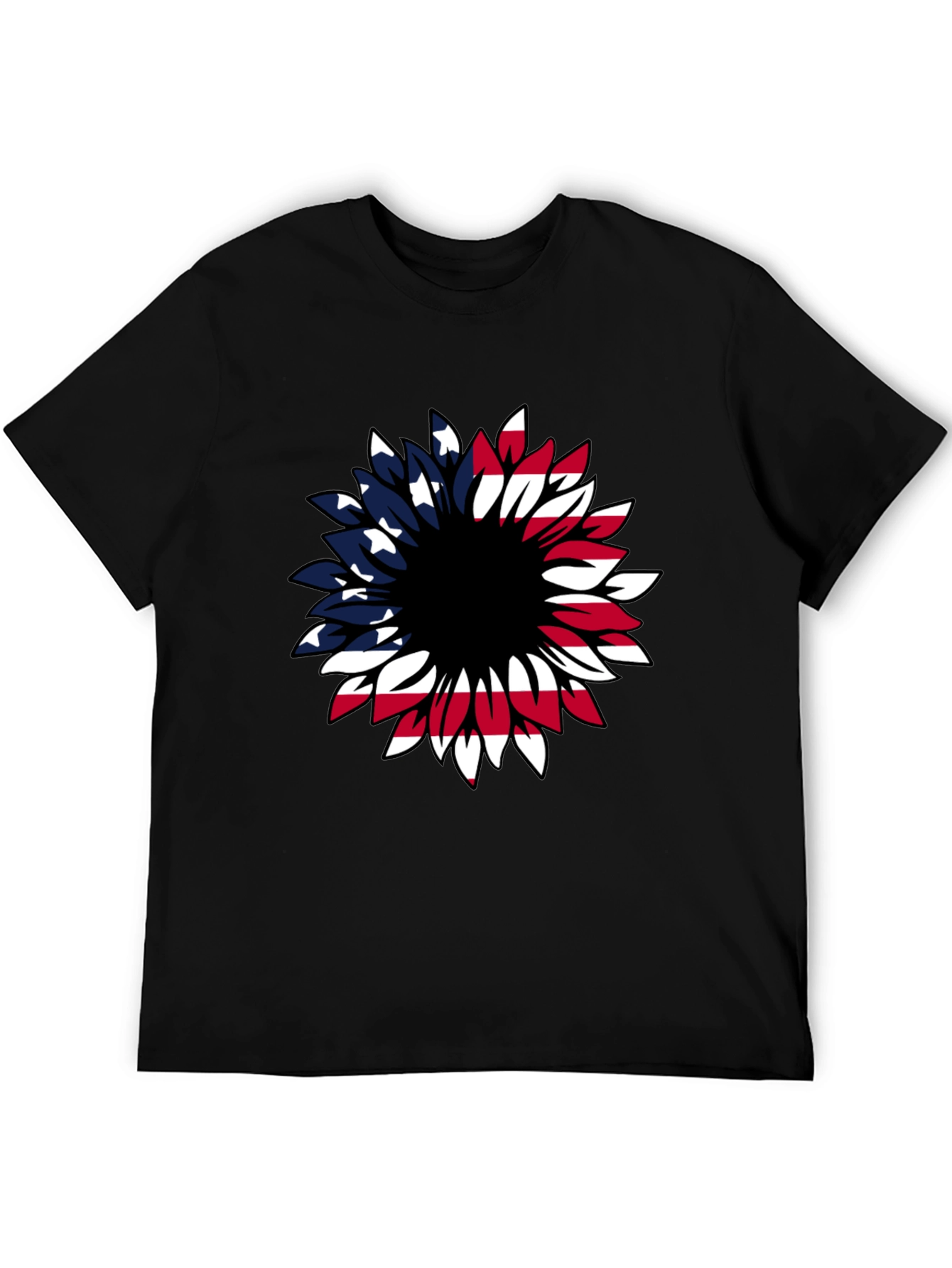 American Flag Sunflower Graphic T-Shirt