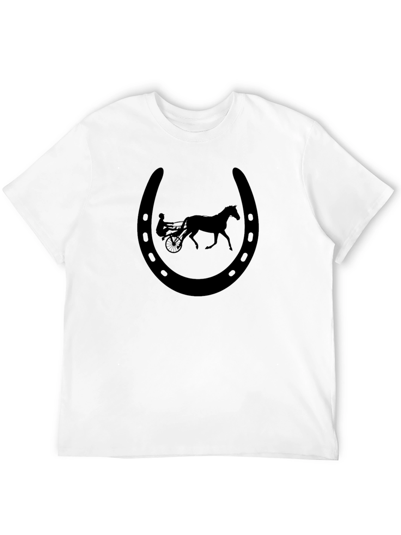 Black Horseshoe Horse Carriage Graphic Tee