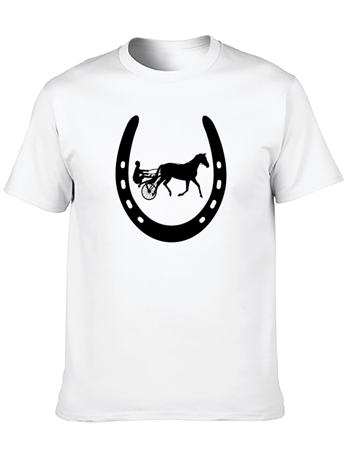Black Horseshoe Horse Carriage Graphic Tee
