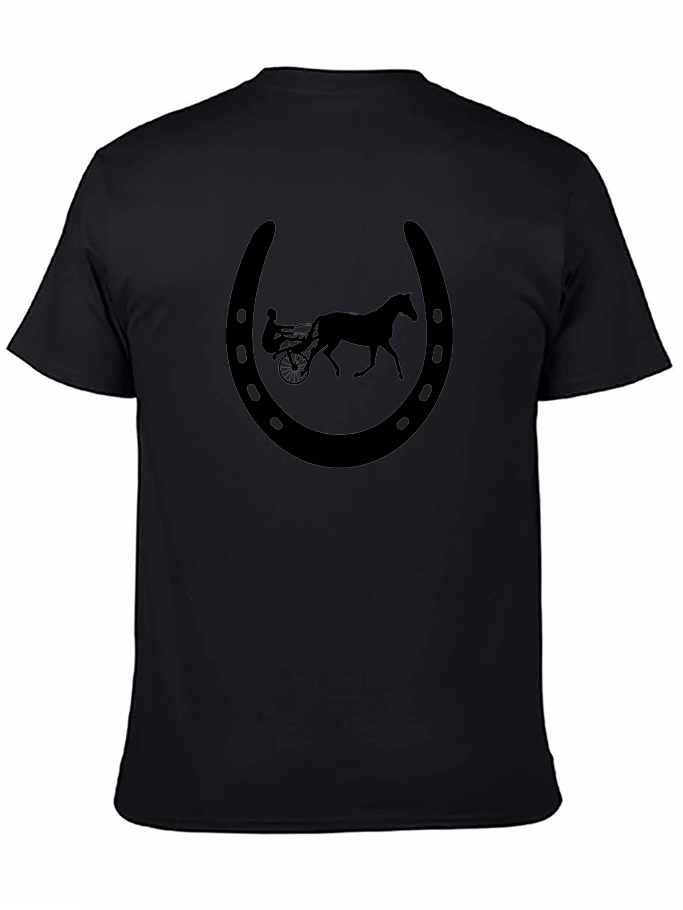 Black Horseshoe Horse Carriage Graphic Tee