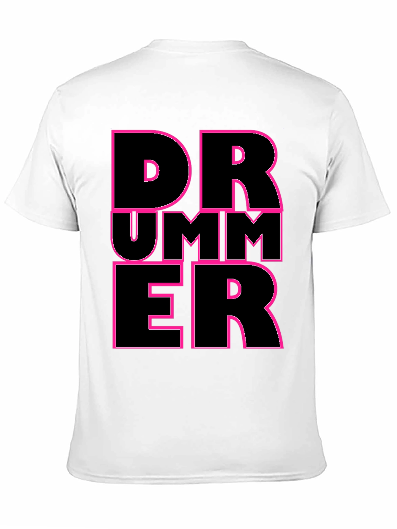 Drummer Graphic T-Shirt - Black with Pink Outline