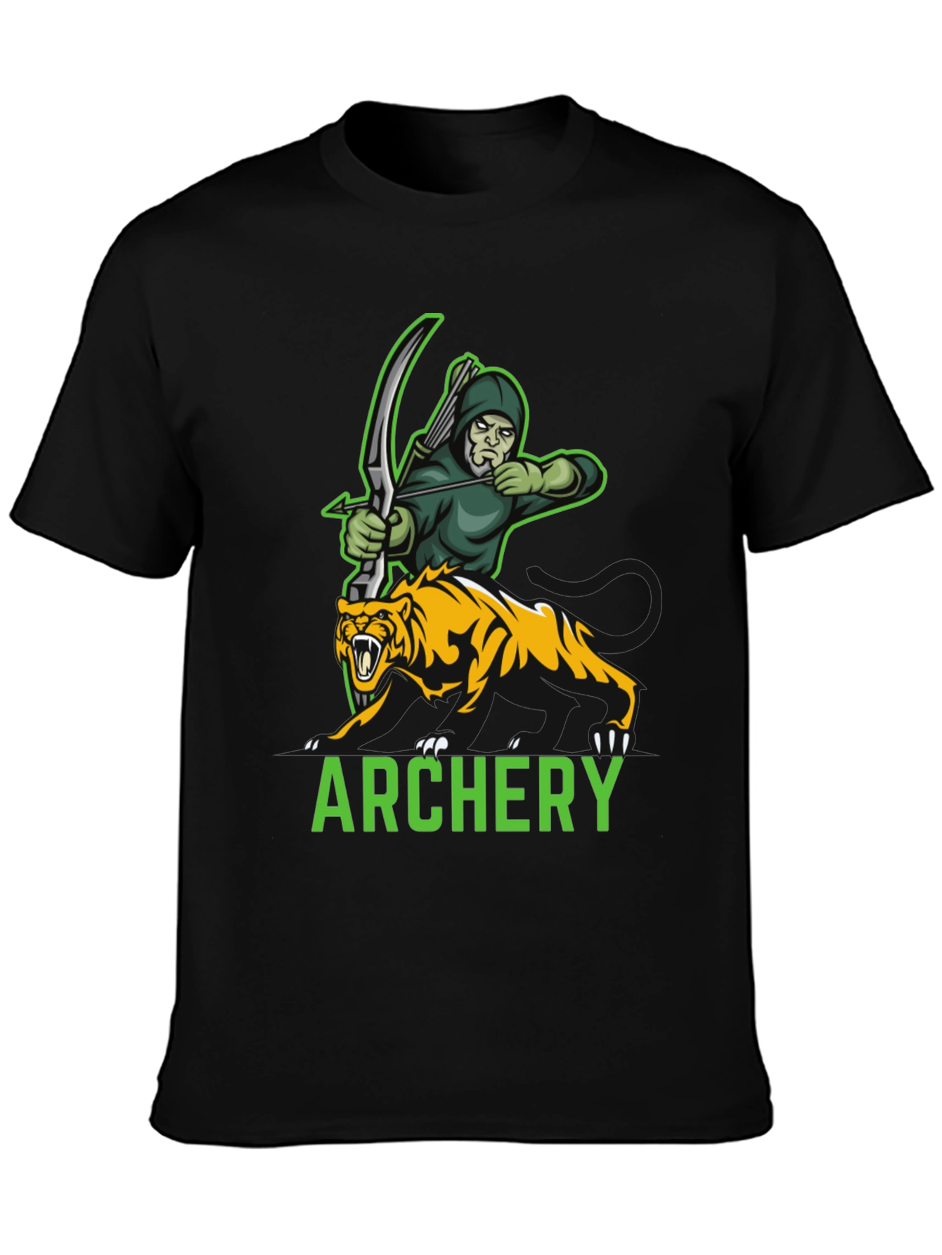 Archery Archer & Tiger Graphic Tee - Black