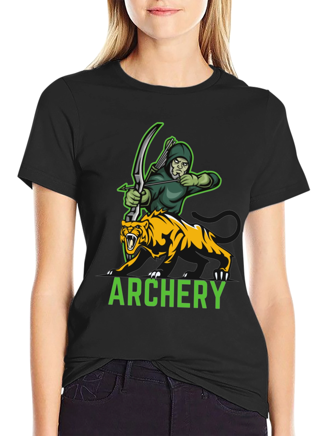Archery Archer & Tiger Graphic Tee - Black
