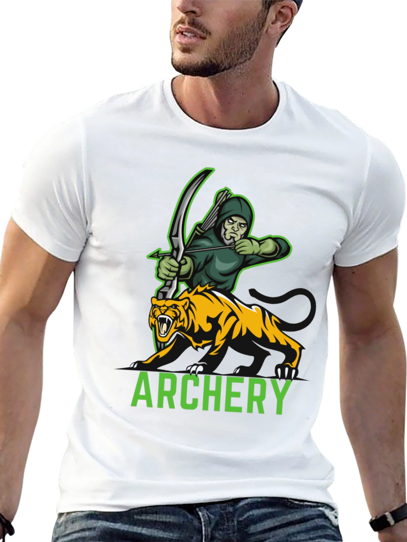 Archery Archer & Tiger Graphic Tee - Black