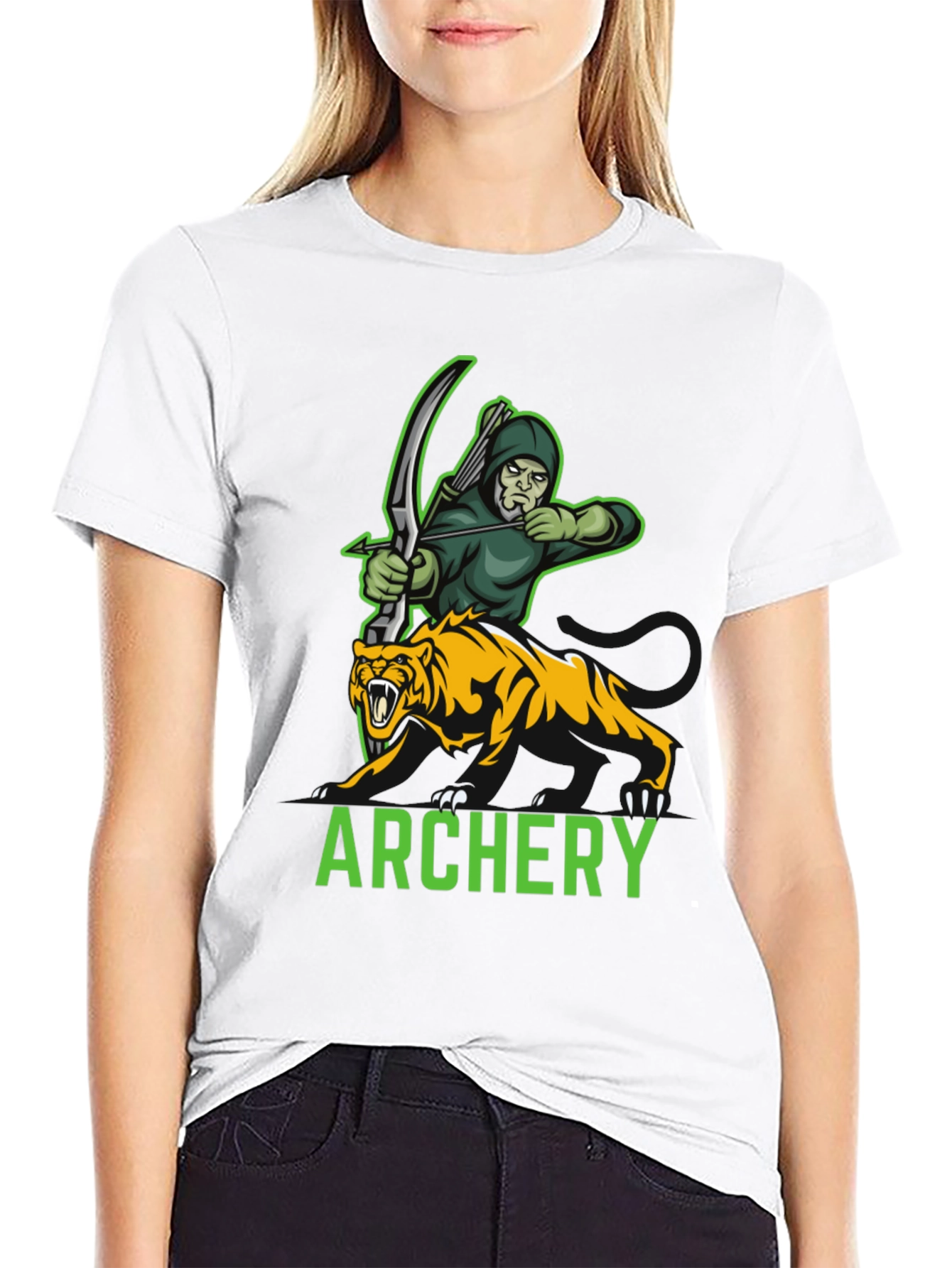 Archery Archer & Tiger Graphic Tee - Black