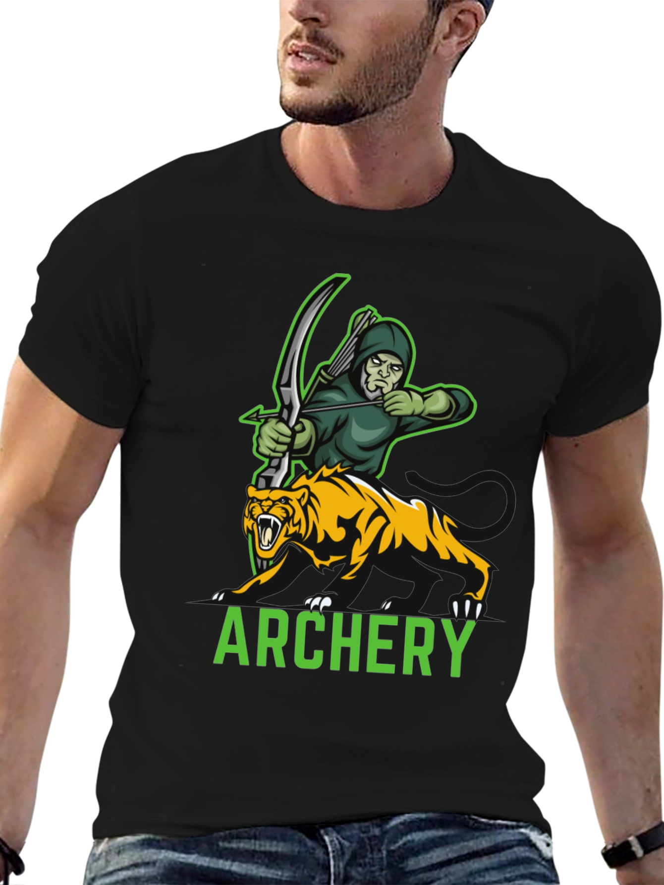 Archery Archer & Tiger Graphic Tee - Black