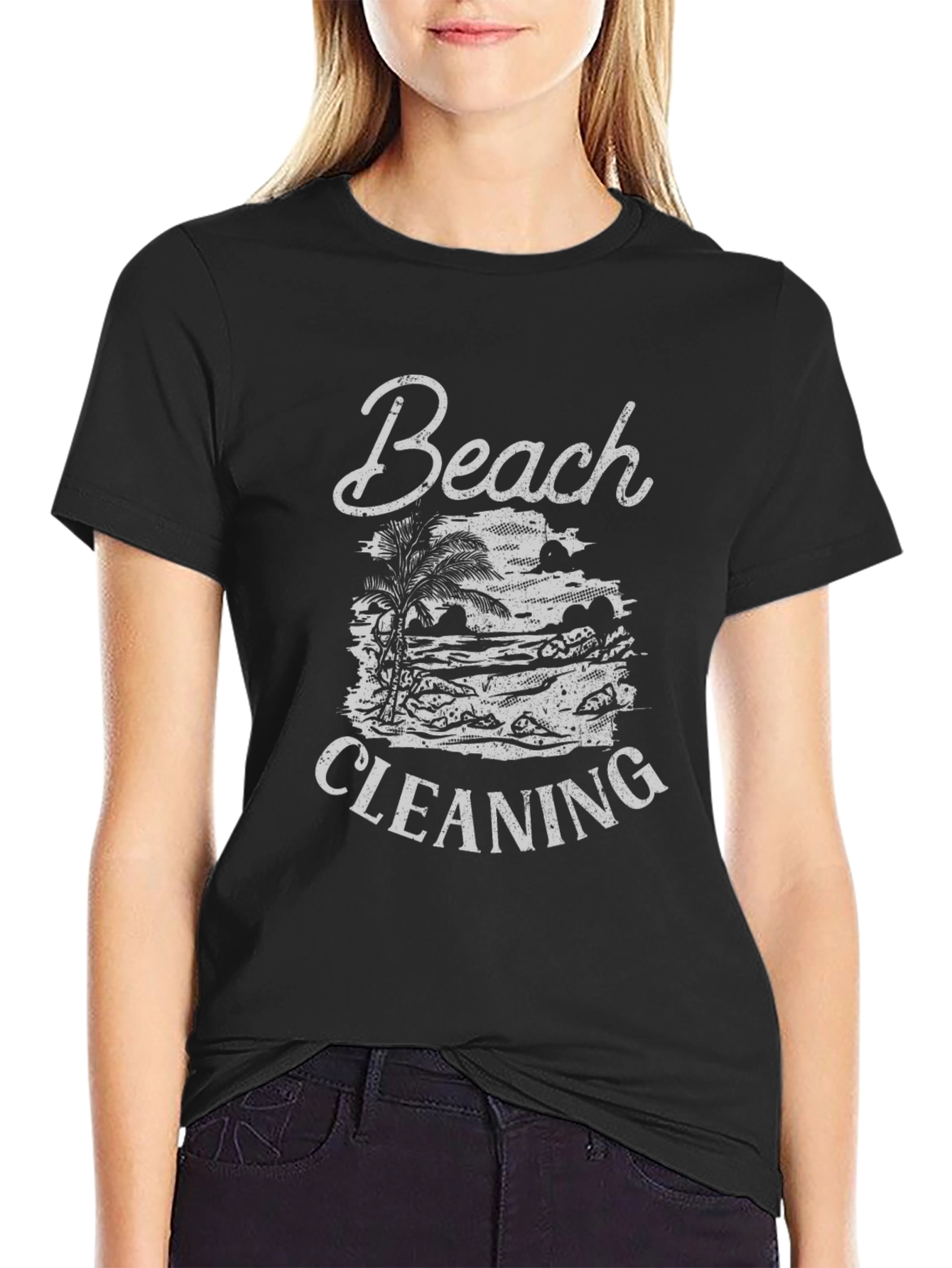 Beach Cleaning Graphic Tee - Black