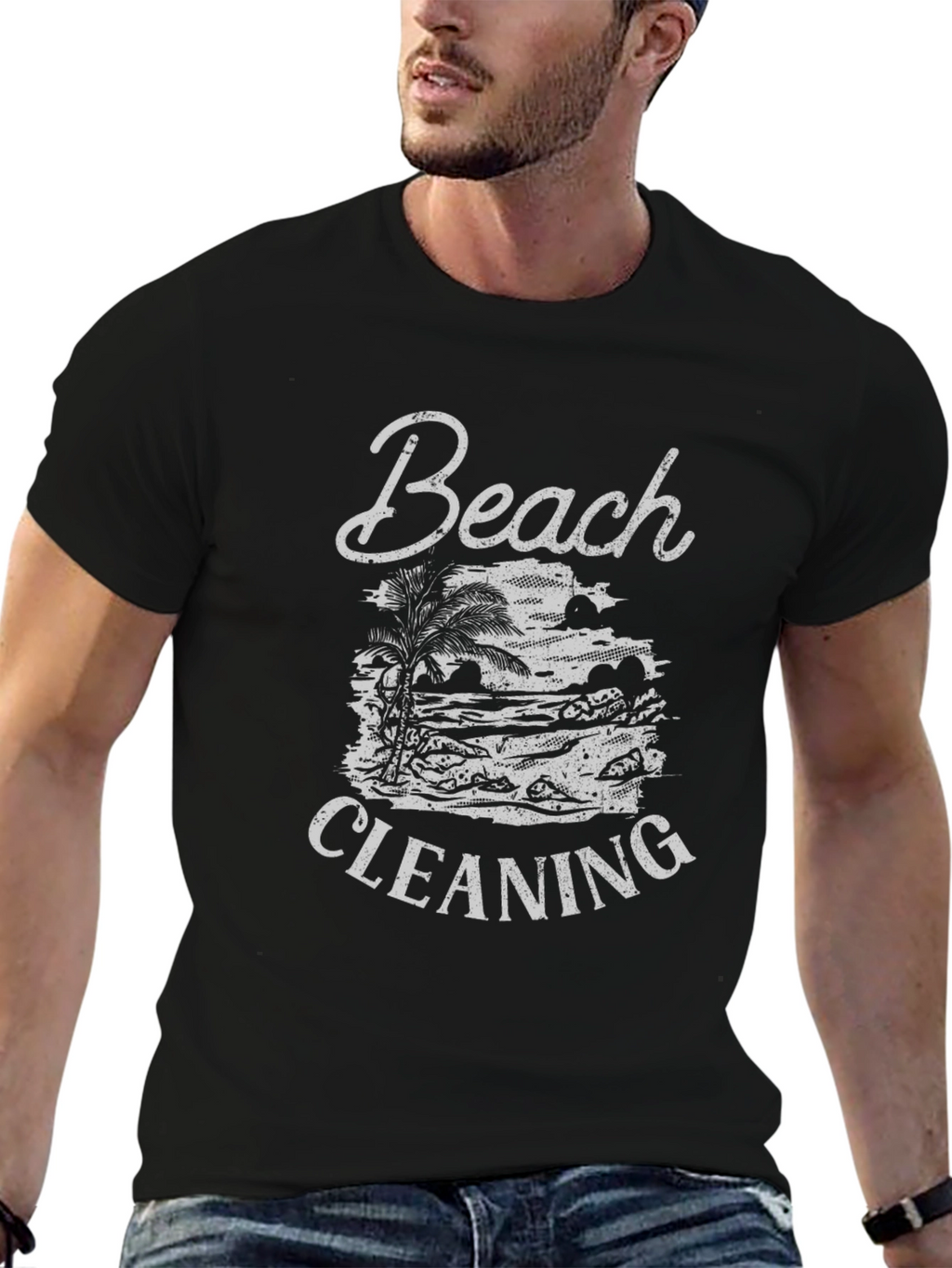 Beach Cleaning Graphic Tee - Black