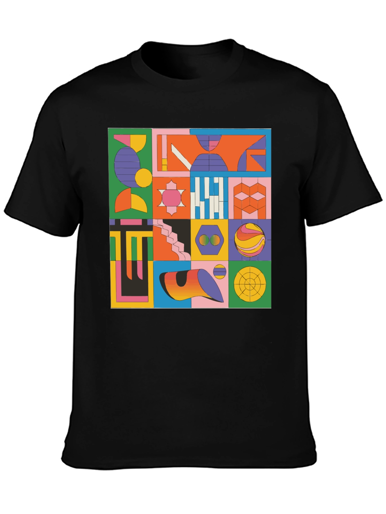 Geometric Pattern Graphic Tee - Modern Art T-Shirt