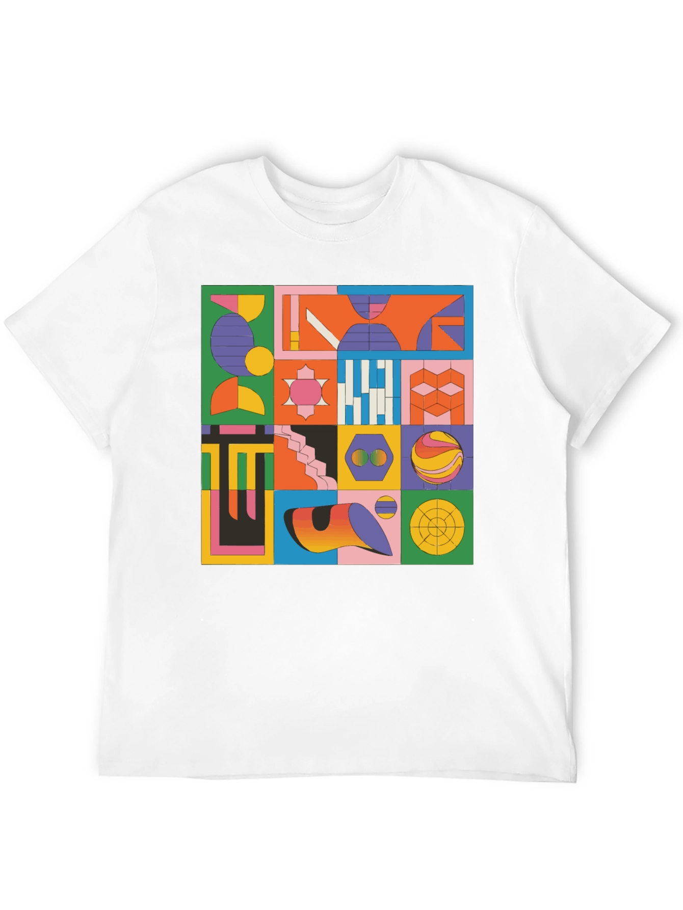Geometric Pattern Graphic Tee - Modern Art T-Shirt