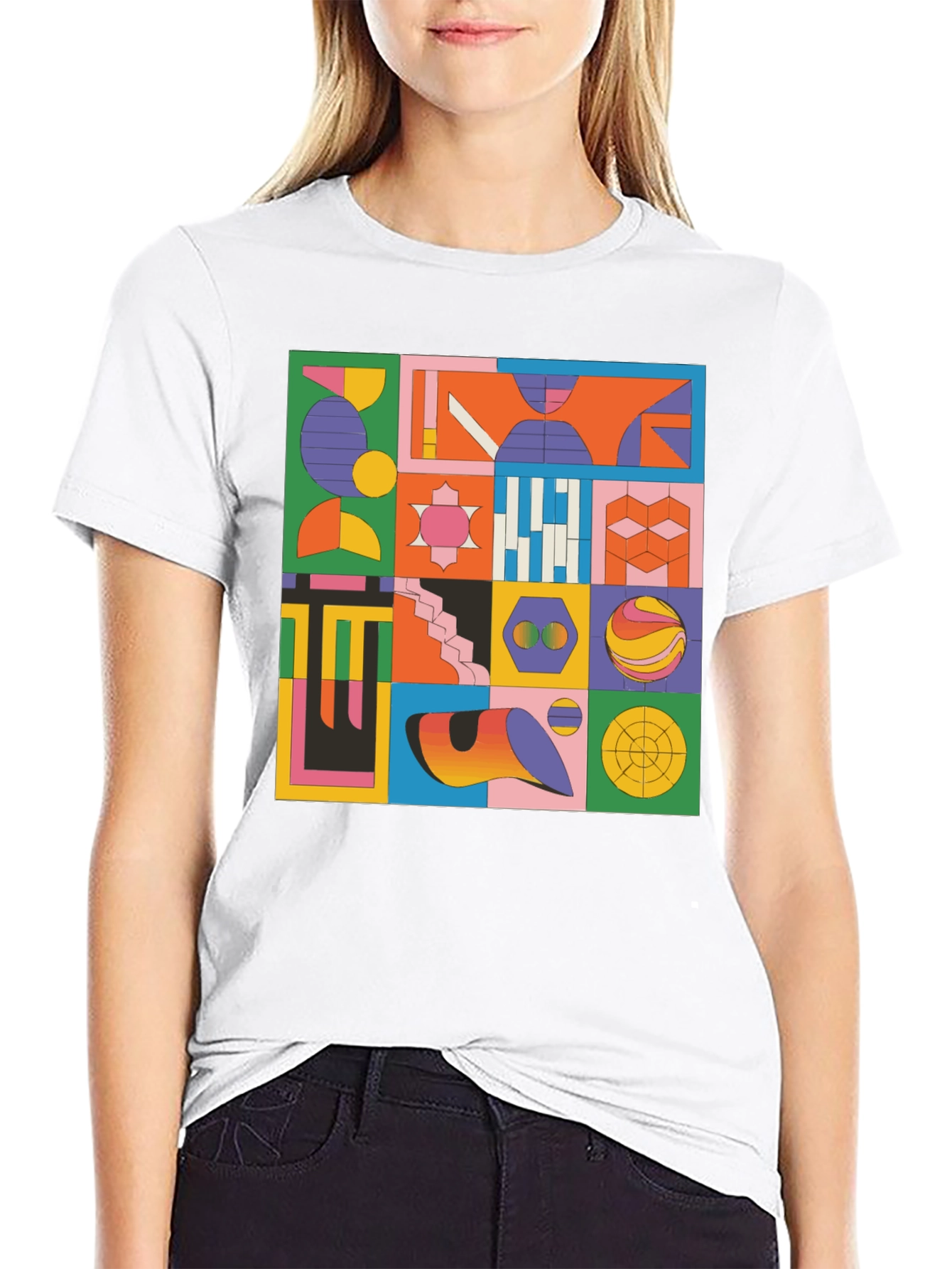 Geometric Pattern Graphic Tee - Modern Art T-Shirt