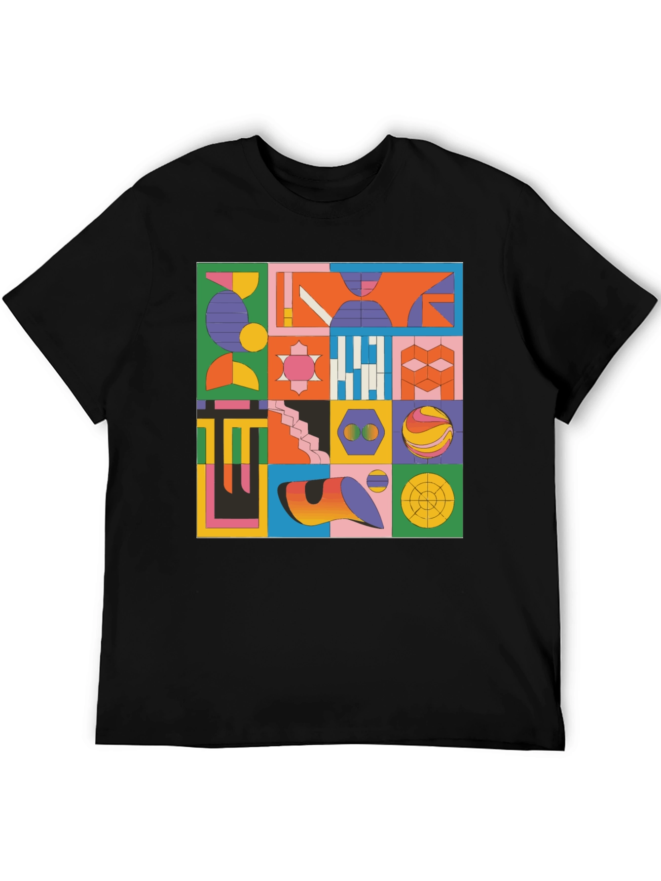 Geometric Pattern Graphic Tee - Modern Art T-Shirt