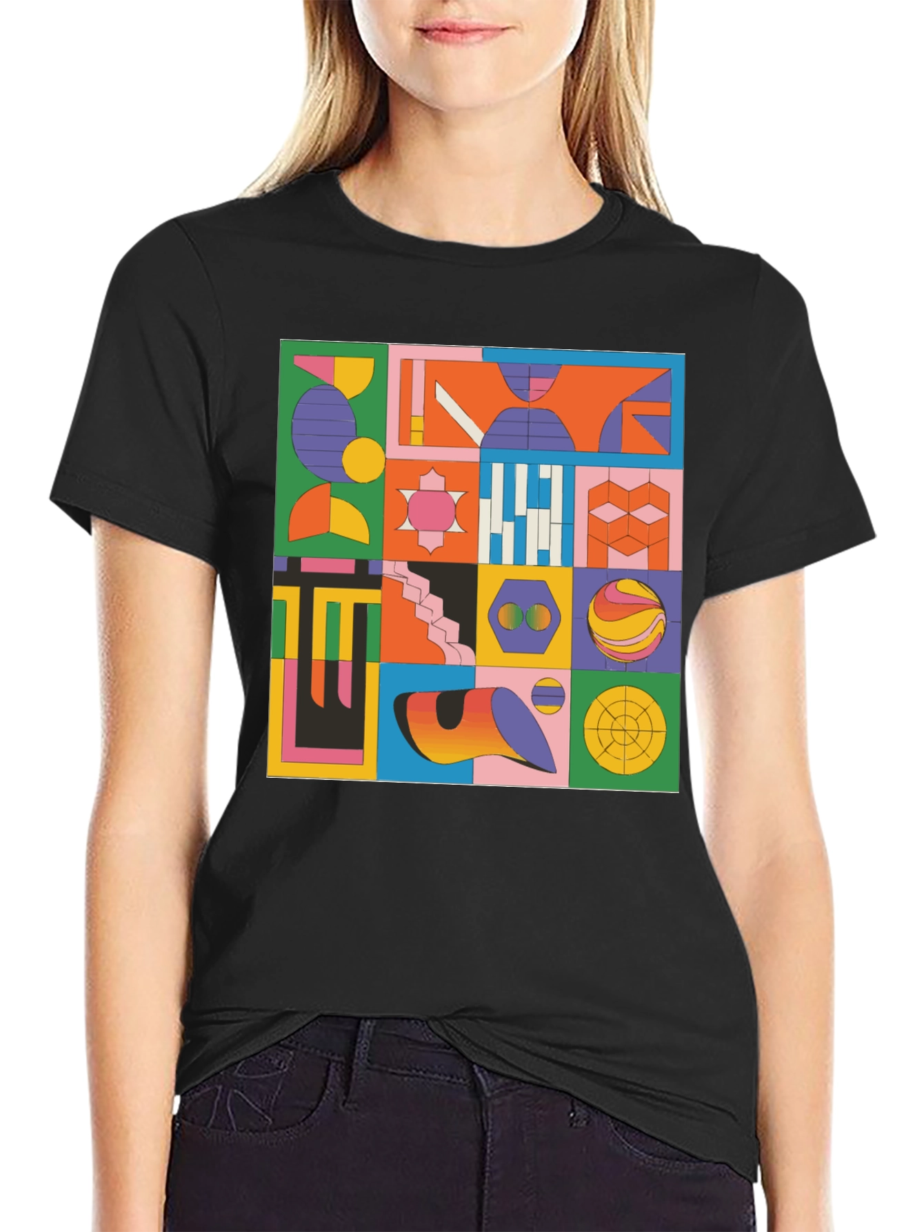 Geometric Pattern Graphic Tee - Modern Art T-Shirt