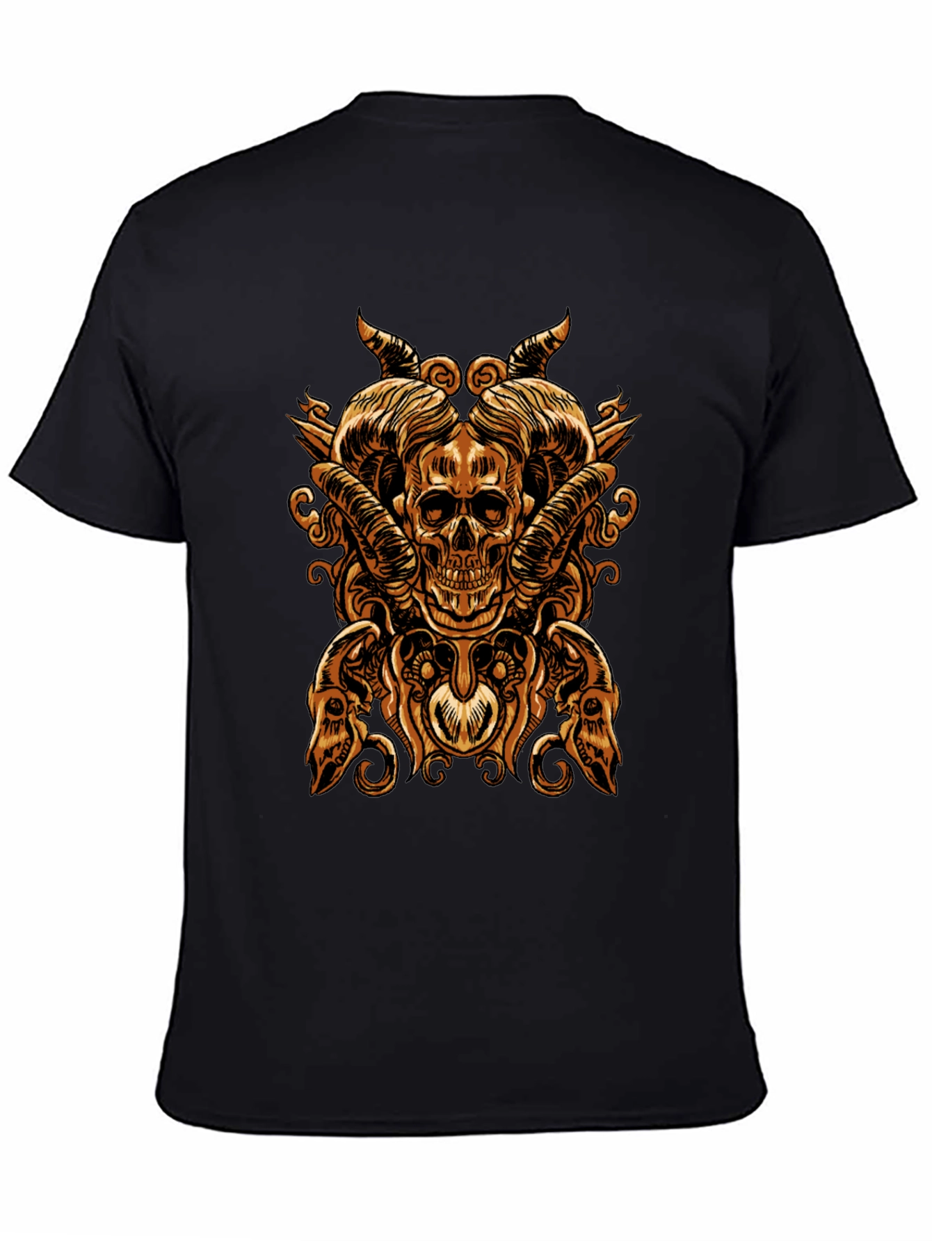 Skull & Horns Graphic Tee - Bold Gothic Design
