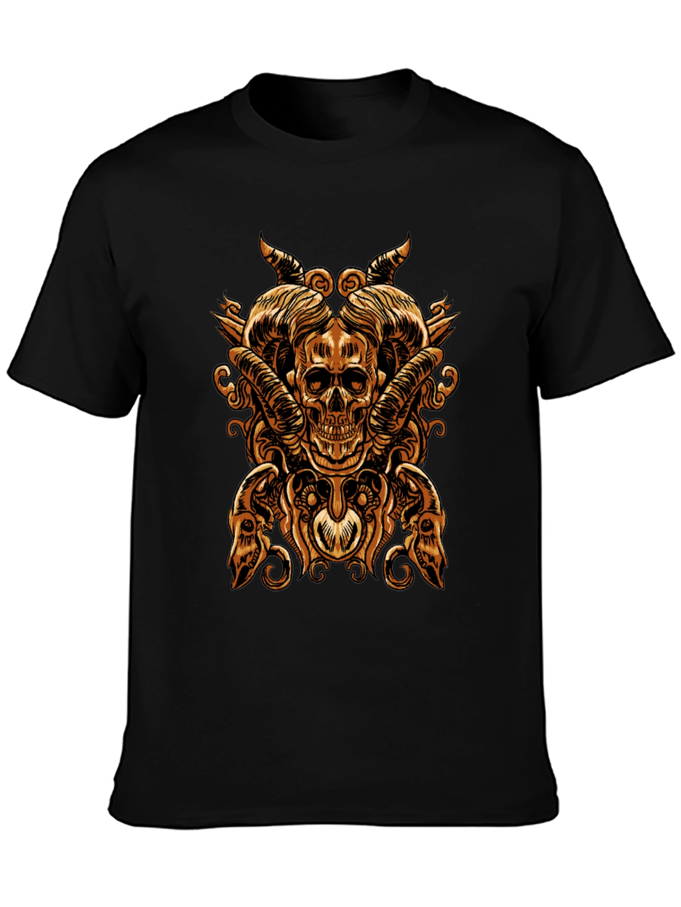 Skull & Horns Graphic Tee - Bold Gothic Design