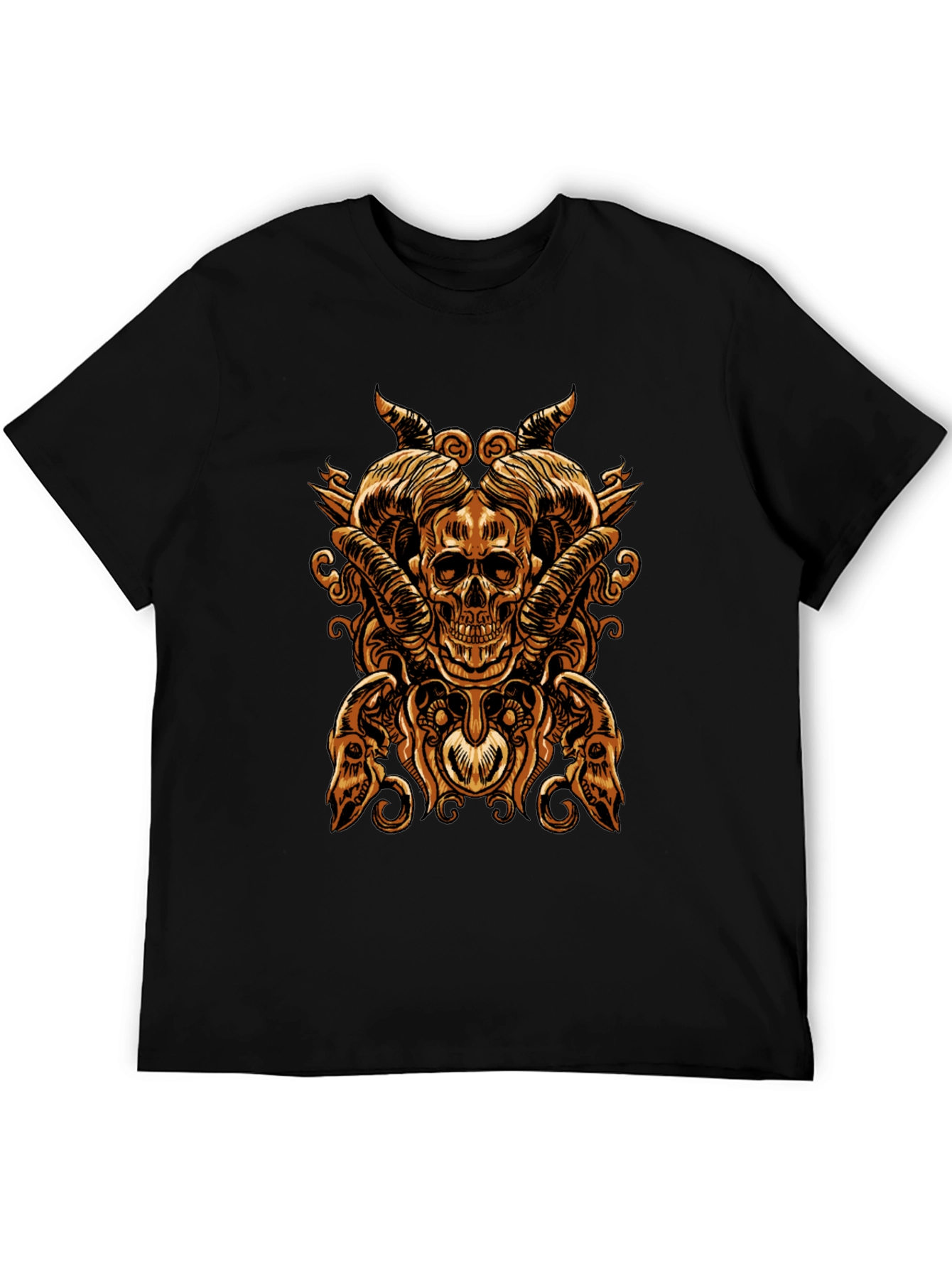 Skull & Horns Graphic Tee - Bold Gothic Design