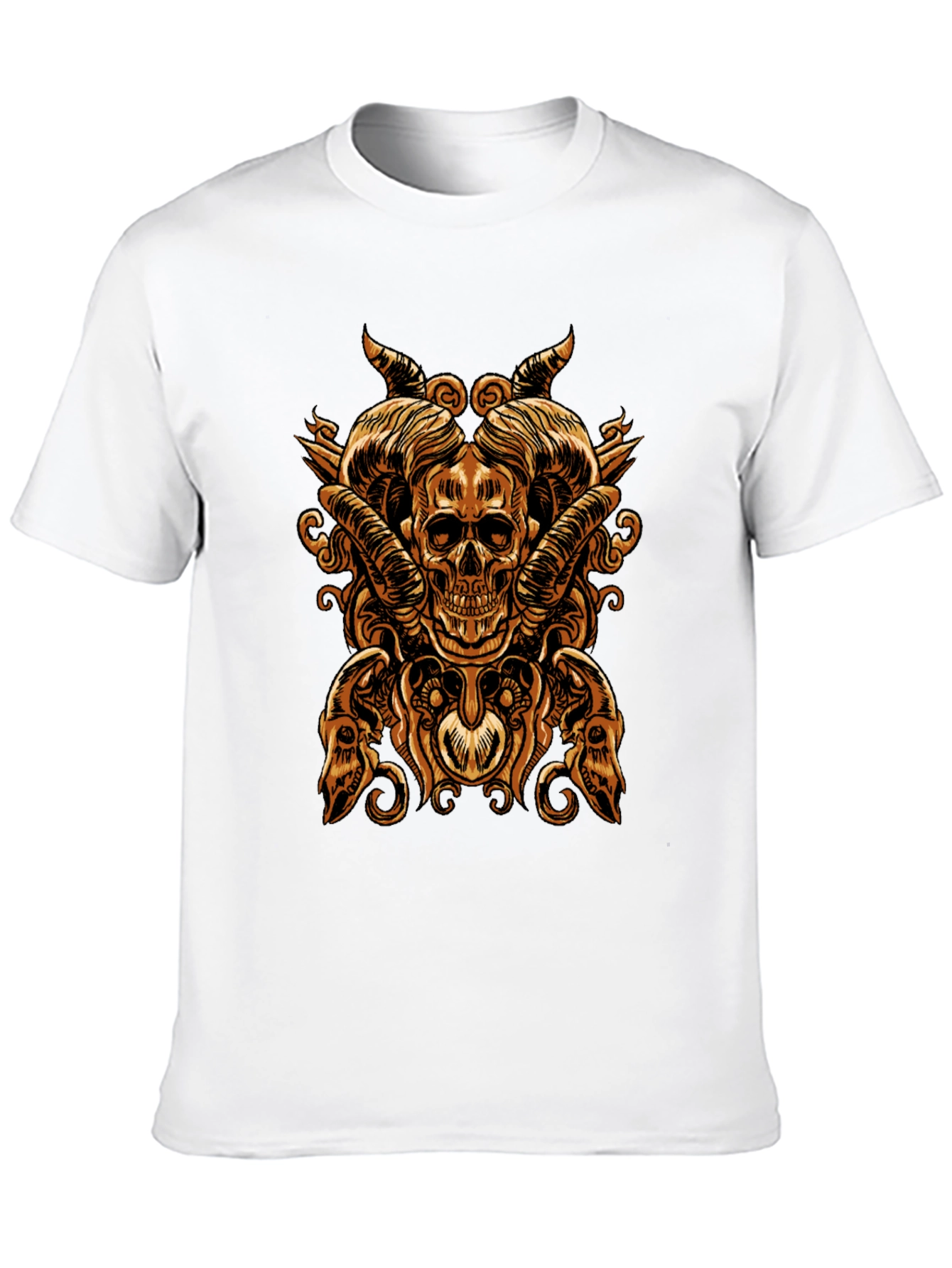 Skull & Horns Graphic Tee - Bold Gothic Design