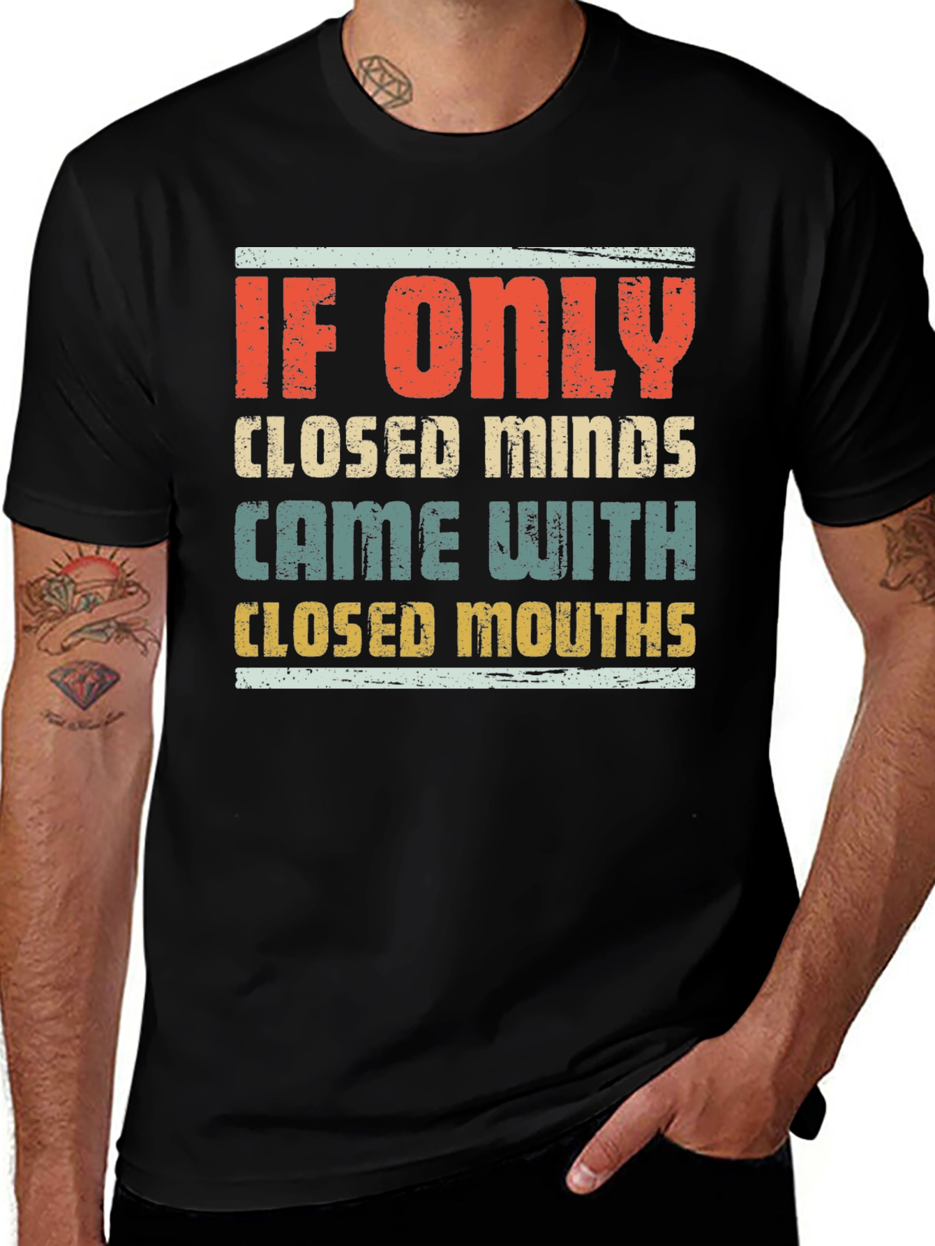 Humorous Graphic Tee - Closed Minds Closed Mouths