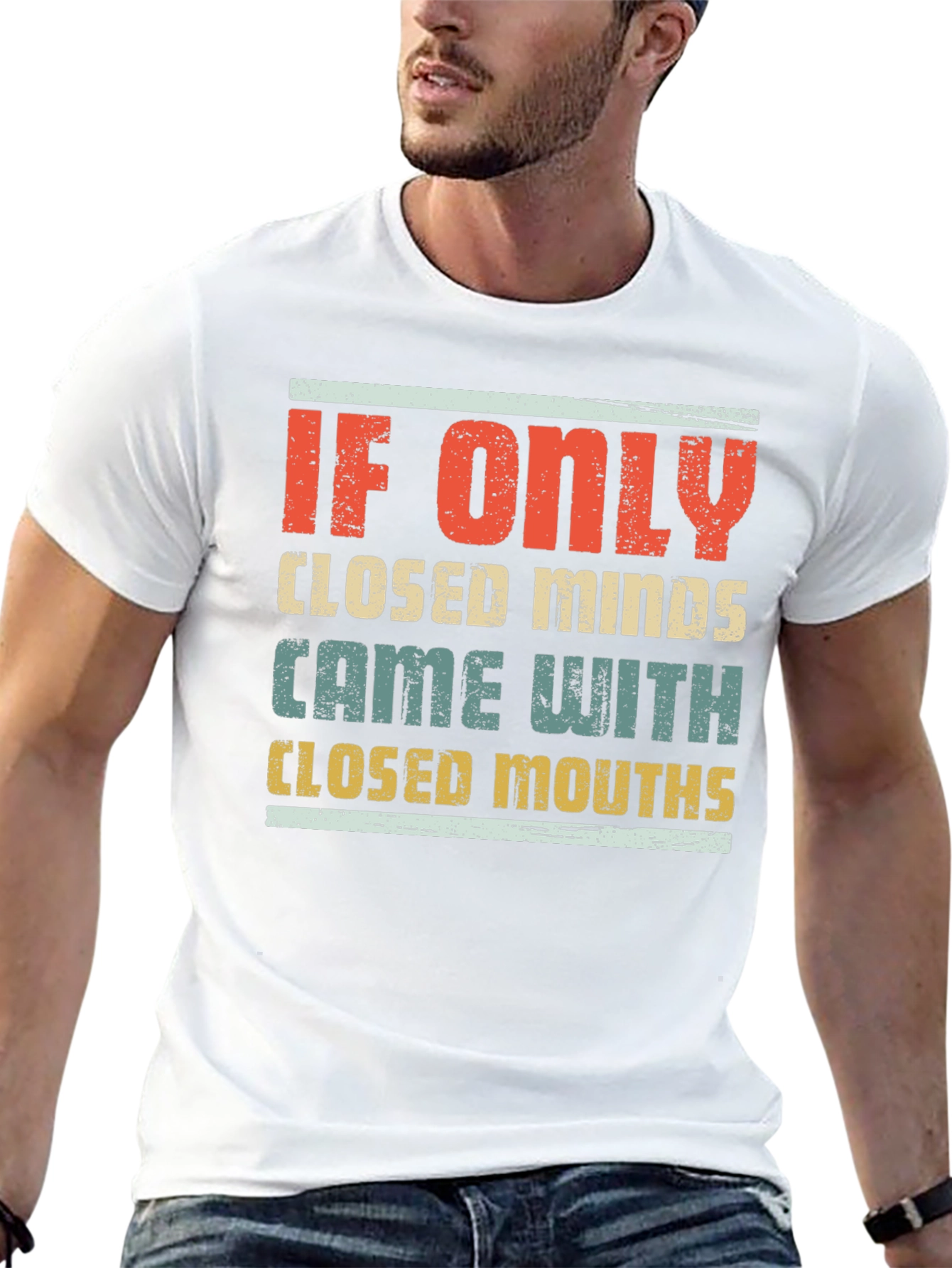 Humorous Graphic Tee - Closed Minds Closed Mouths