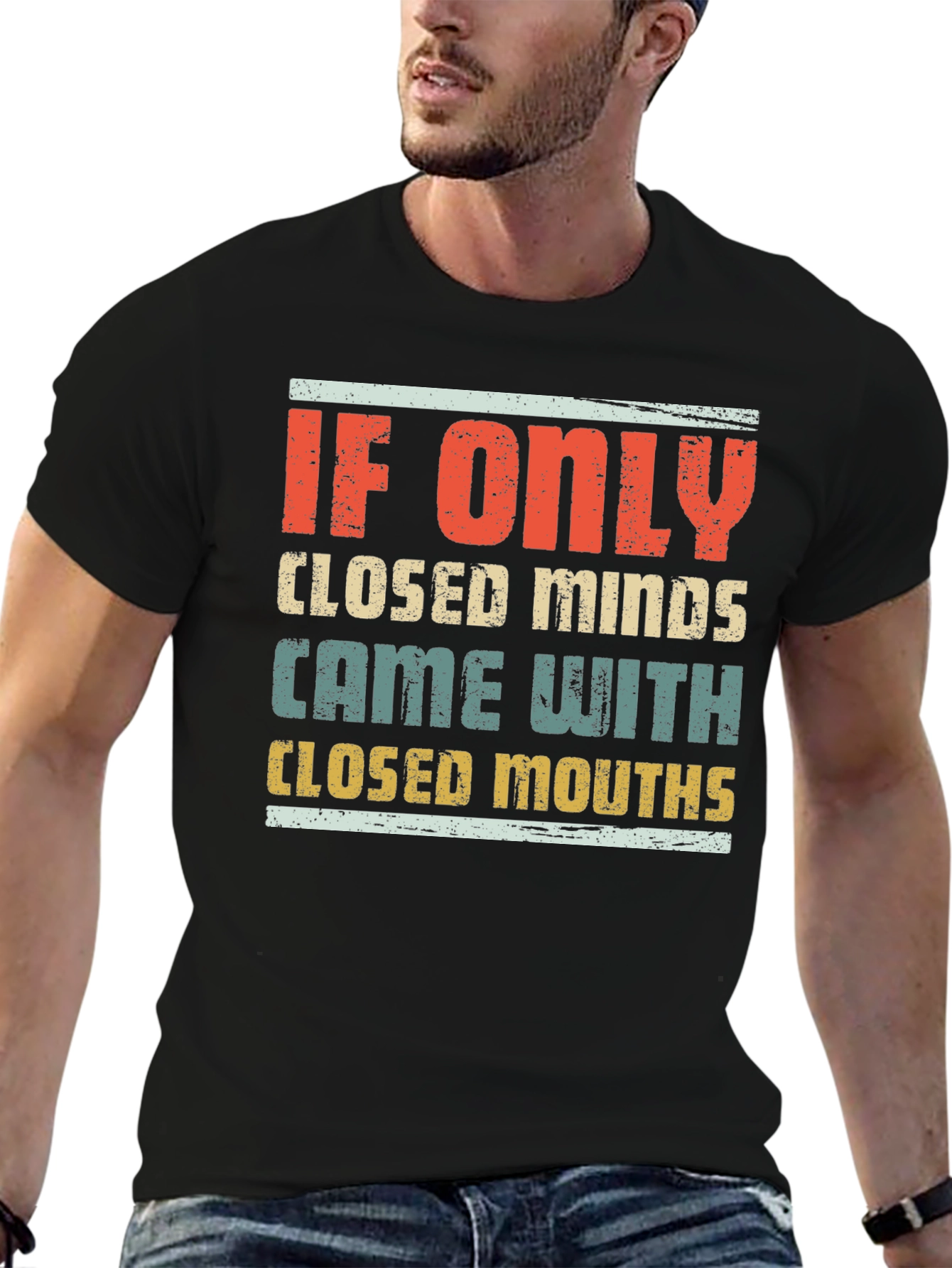 Humorous Graphic Tee - Closed Minds Closed Mouths
