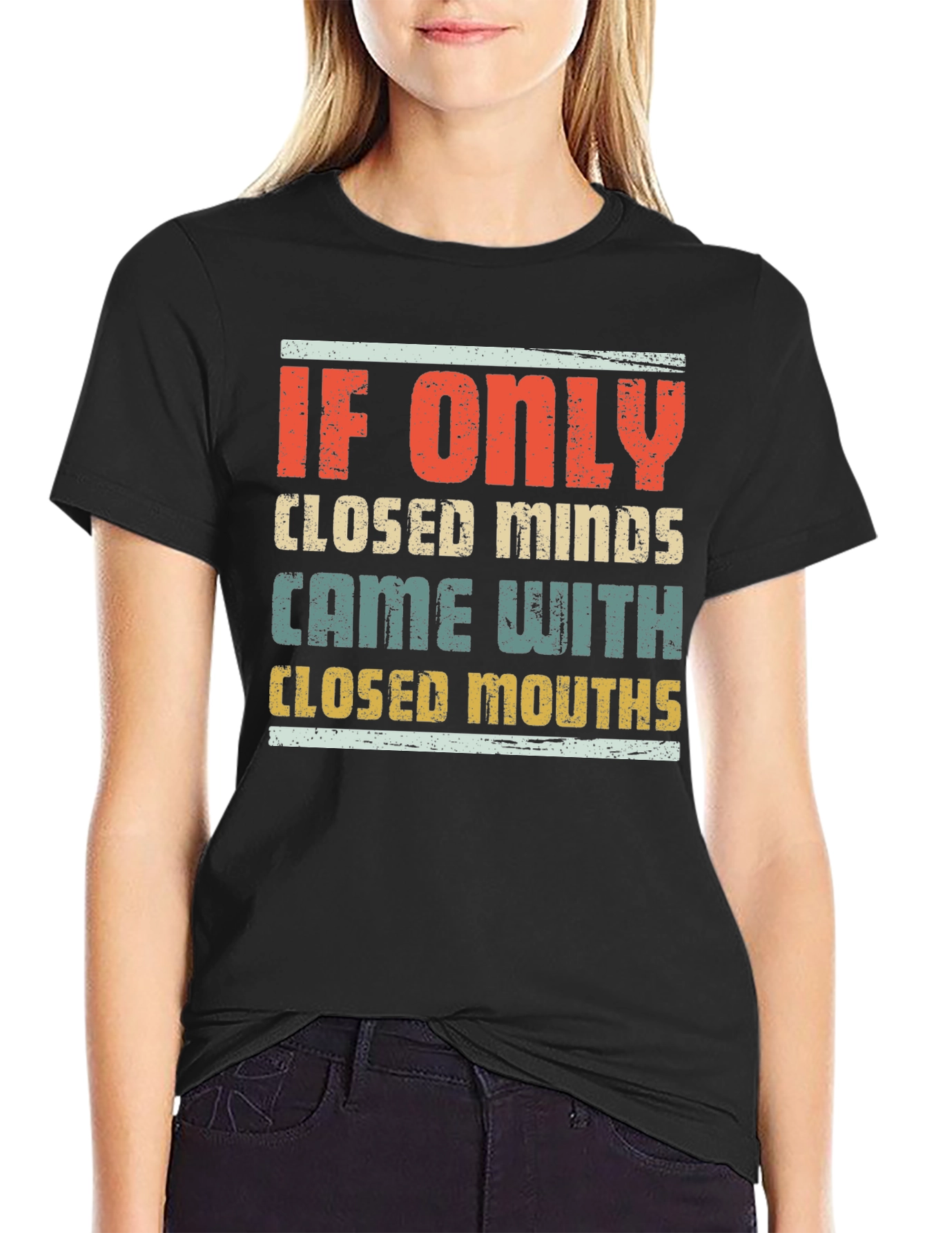 Humorous Graphic Tee - Closed Minds Closed Mouths