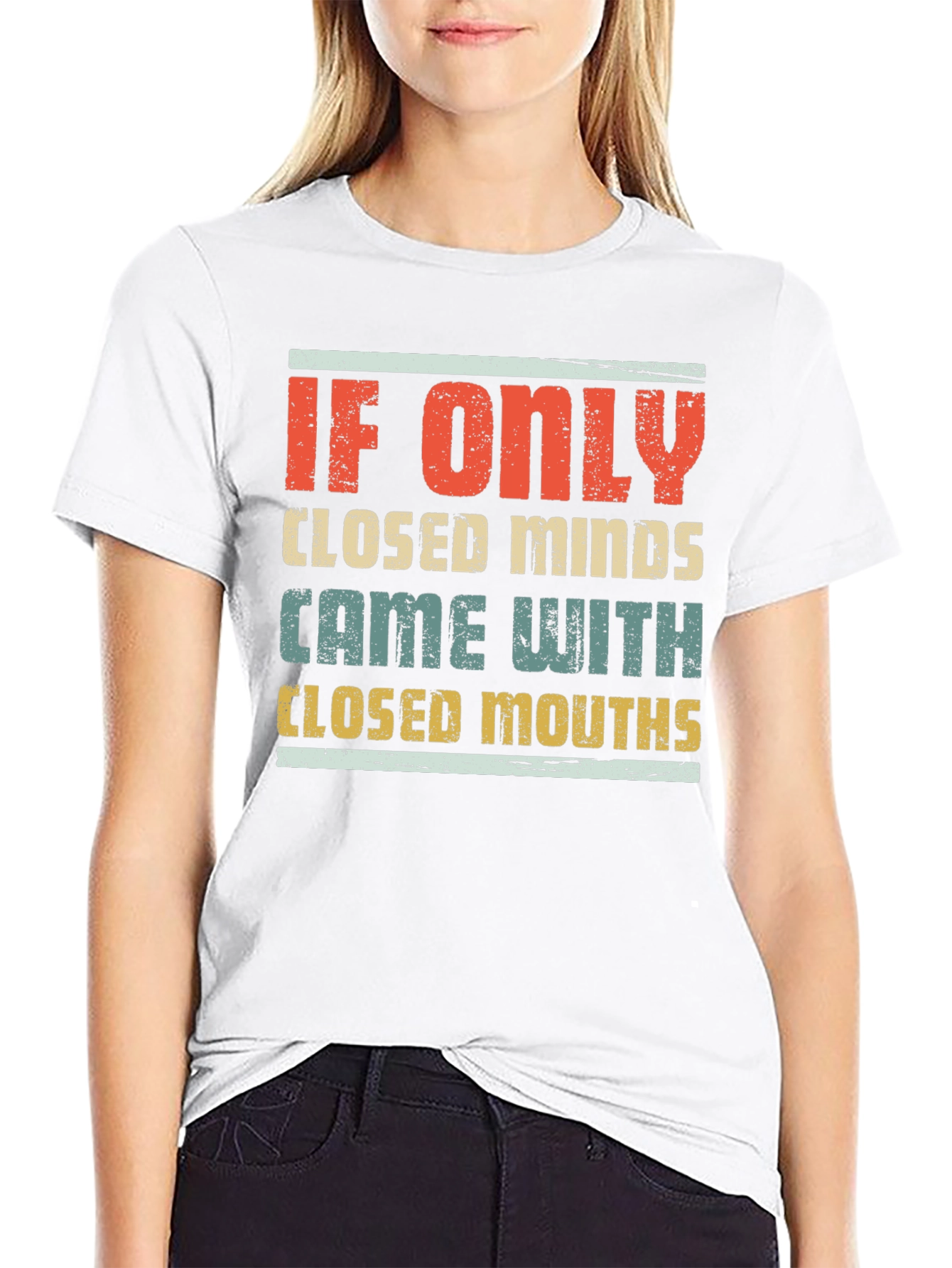 Humorous Graphic Tee - Closed Minds Closed Mouths