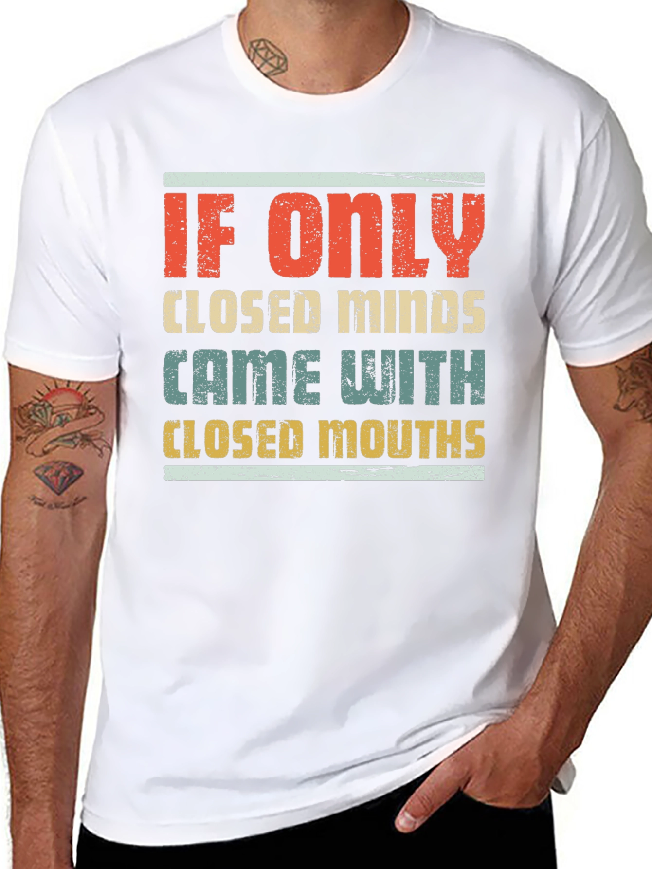 Humorous Graphic Tee - Closed Minds Closed Mouths